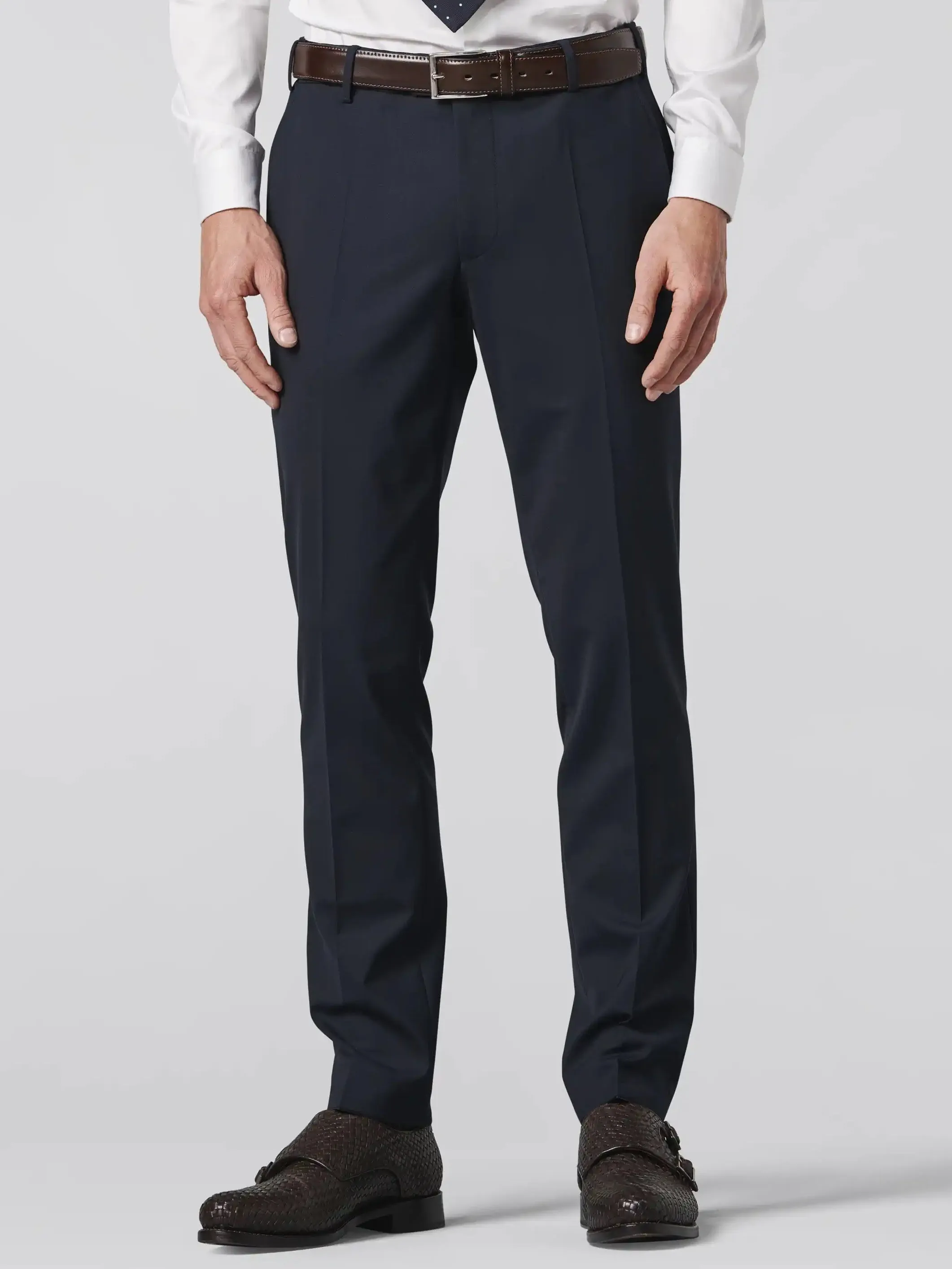 MEYER Oslo Trousers - 344 Flex Tropical Wool-Mix - Navy