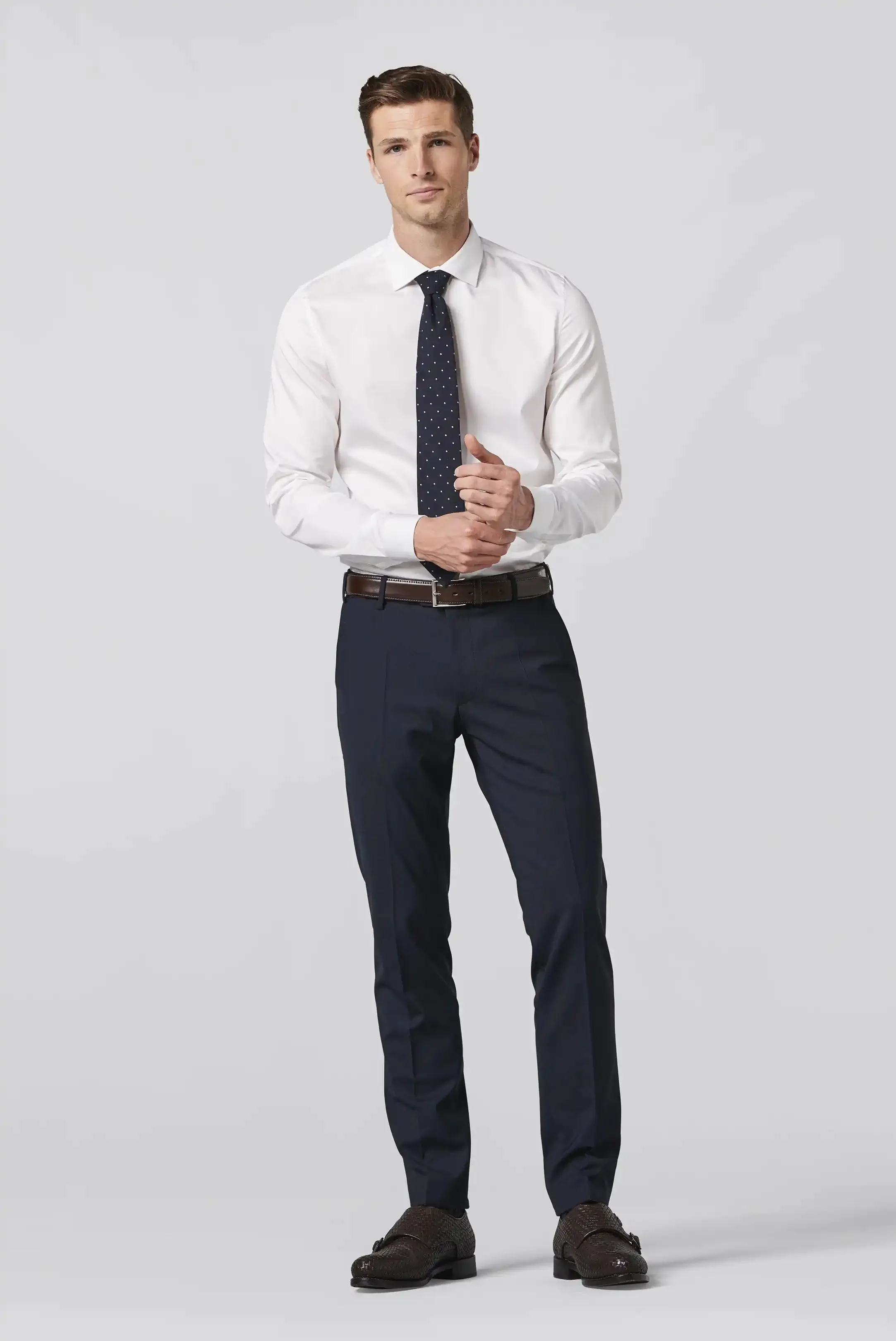 MEYER Oslo Trousers - 344 Flex Tropical Wool-Mix - Navy