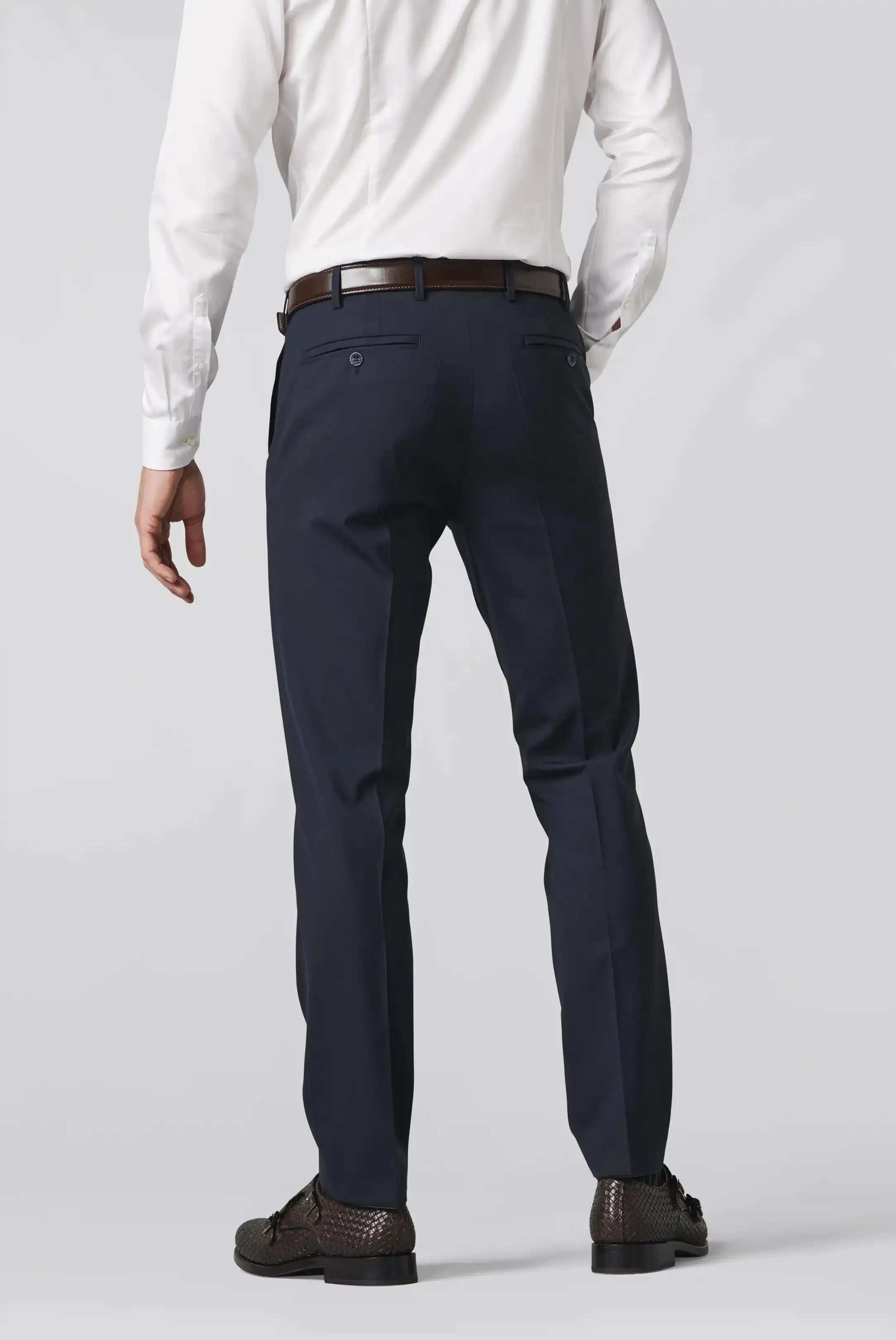 MEYER Oslo Trousers - 344 Flex Tropical Wool-Mix - Navy