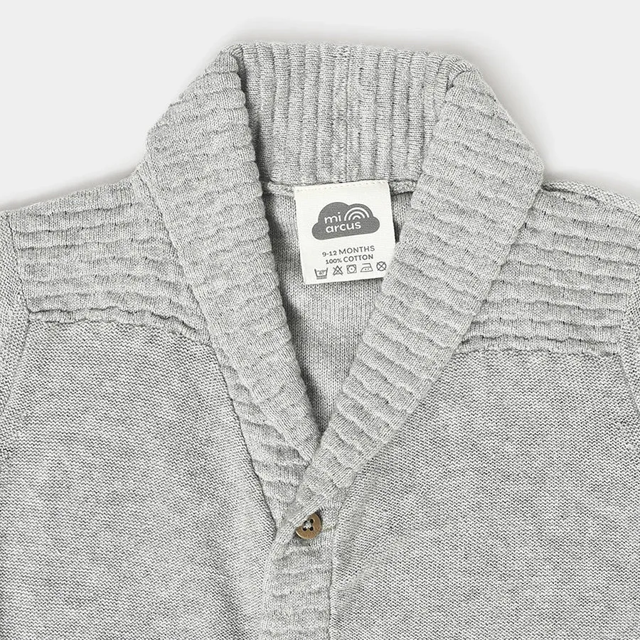 Misty Knitted Grey Shawl Collar Cardigan