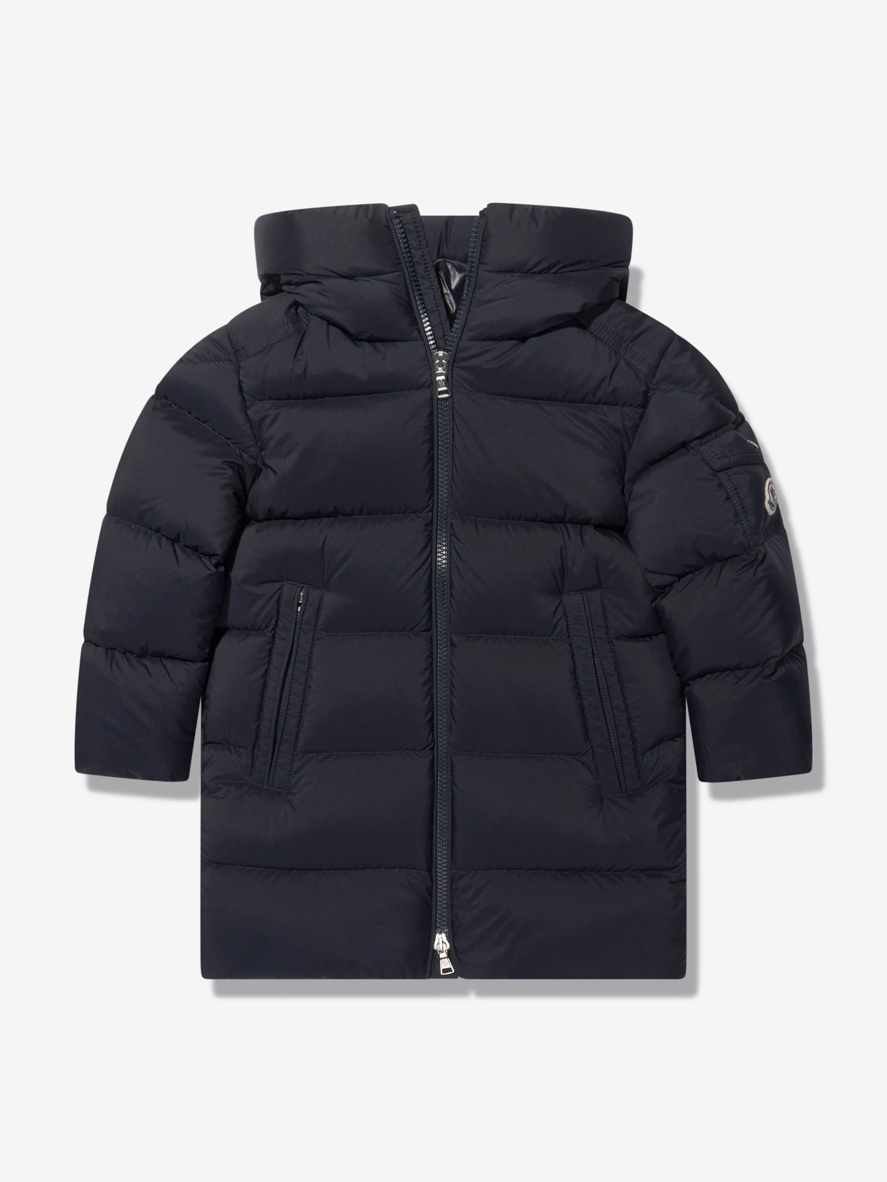 Moncler Enfant Boys Down Padded Marat Long Parka in Navy