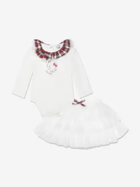 Monnalisa Baby Girls Bodysuit With Tulle Skirt in Ivory