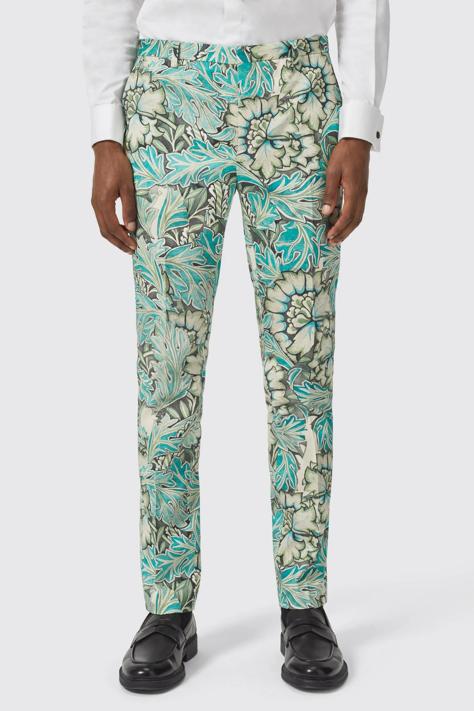 Morris Slim Fit Floral Green Trousers