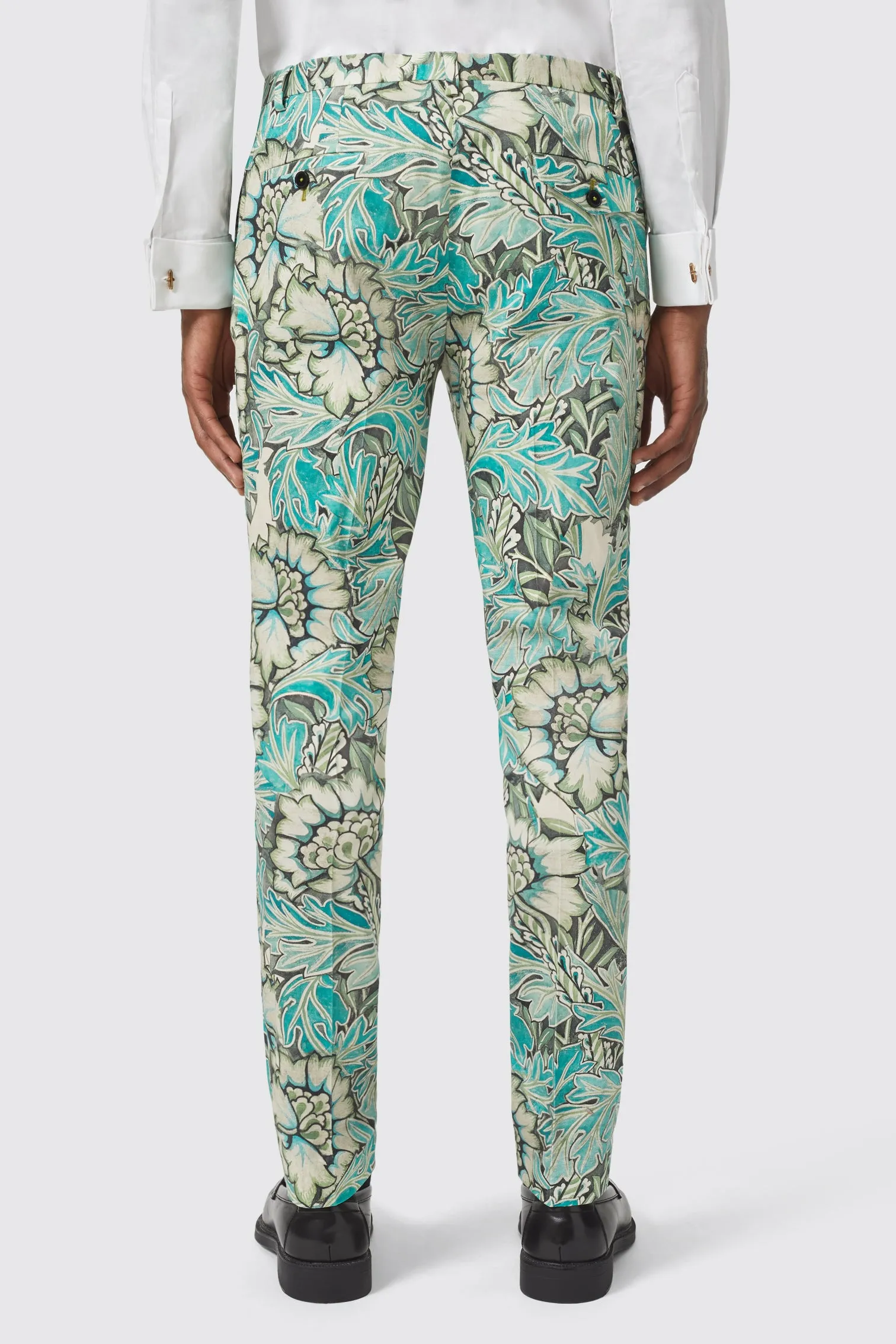 Morris Slim Fit Floral Green Trousers