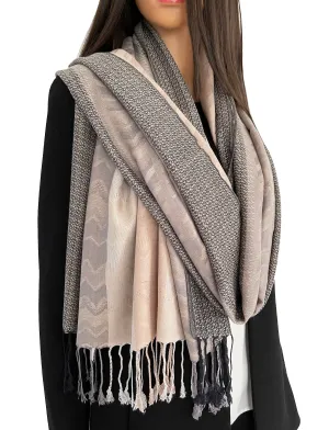 MULTICOLOUR BEIGE WAVE PRINT PASHMINA SHAWL SCARF