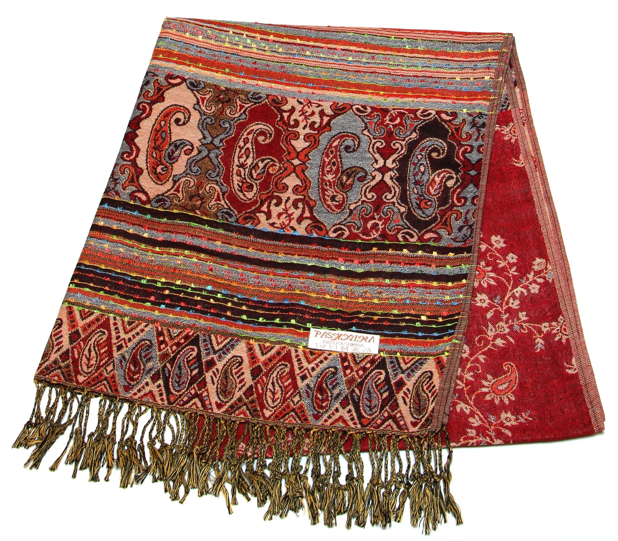 Nepal Hand Made Pashmina Shawl Scarf Red