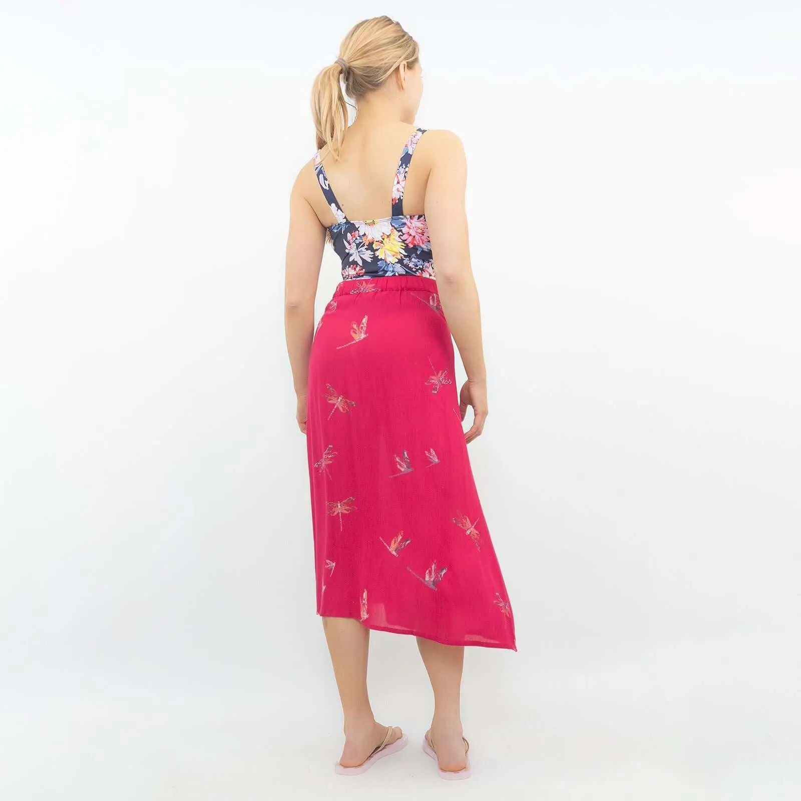 Next Dragonfly Pink Lightweight A Line Midi Skirt