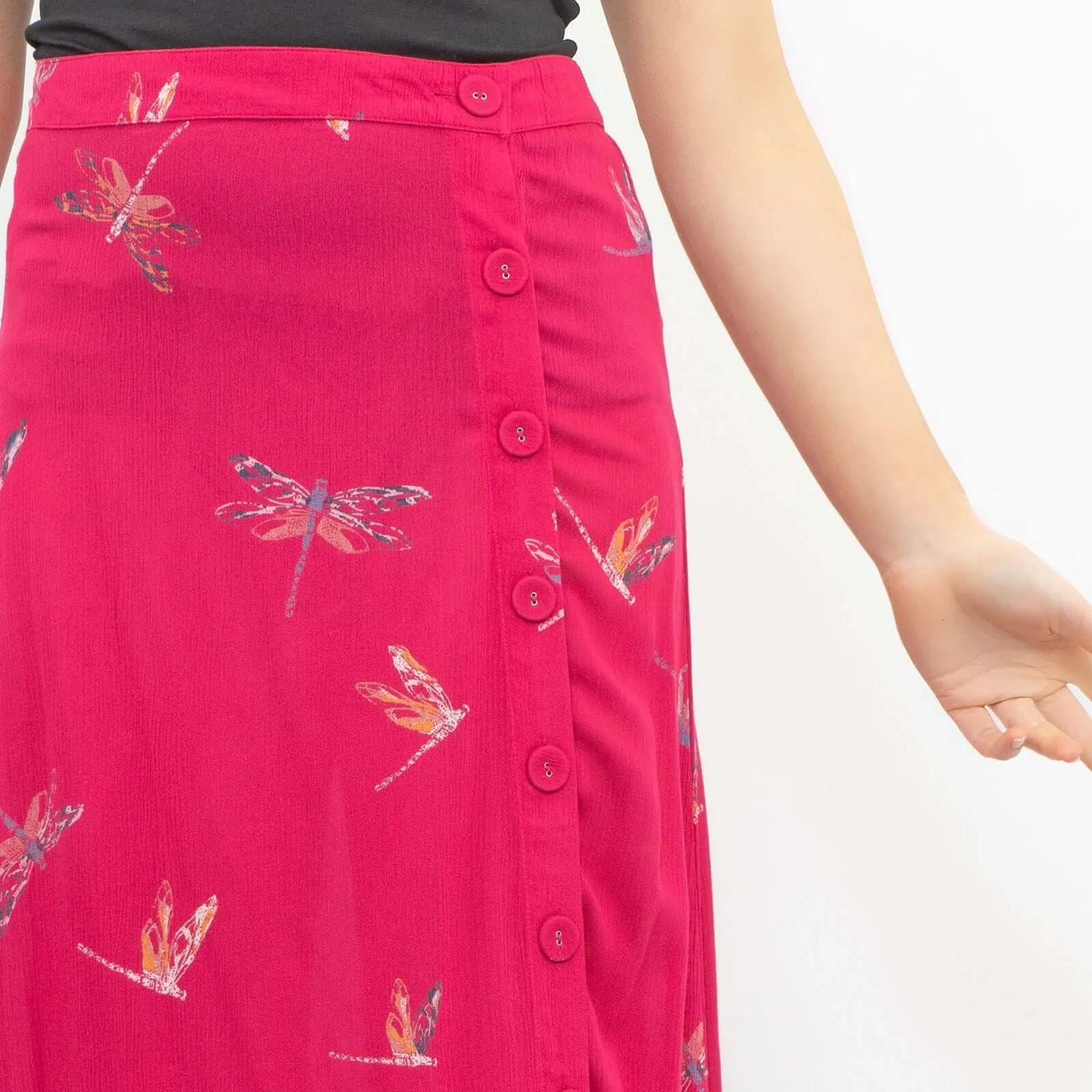 Next Dragonfly Pink Lightweight A Line Midi Skirt