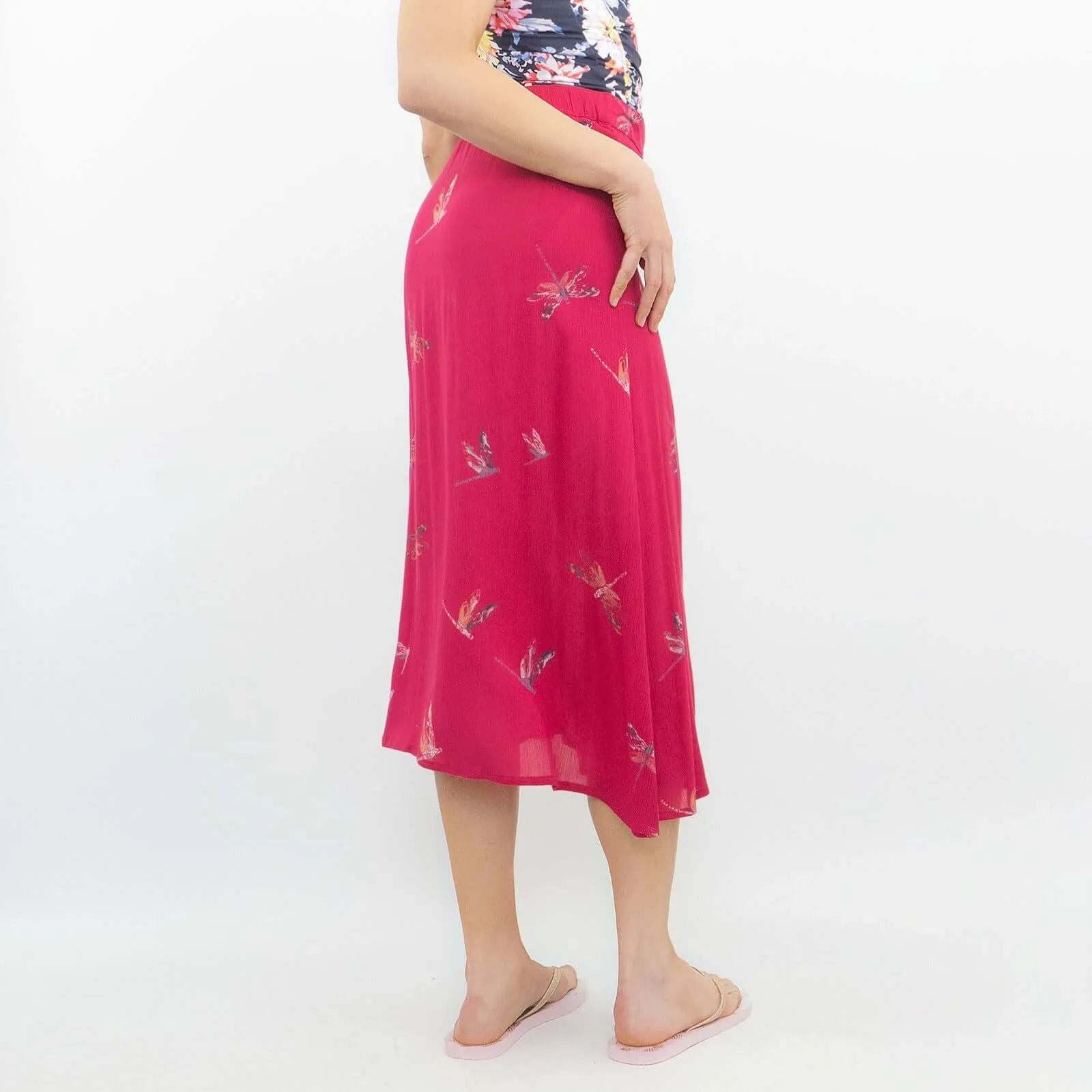 Next Dragonfly Pink Lightweight A Line Midi Skirt