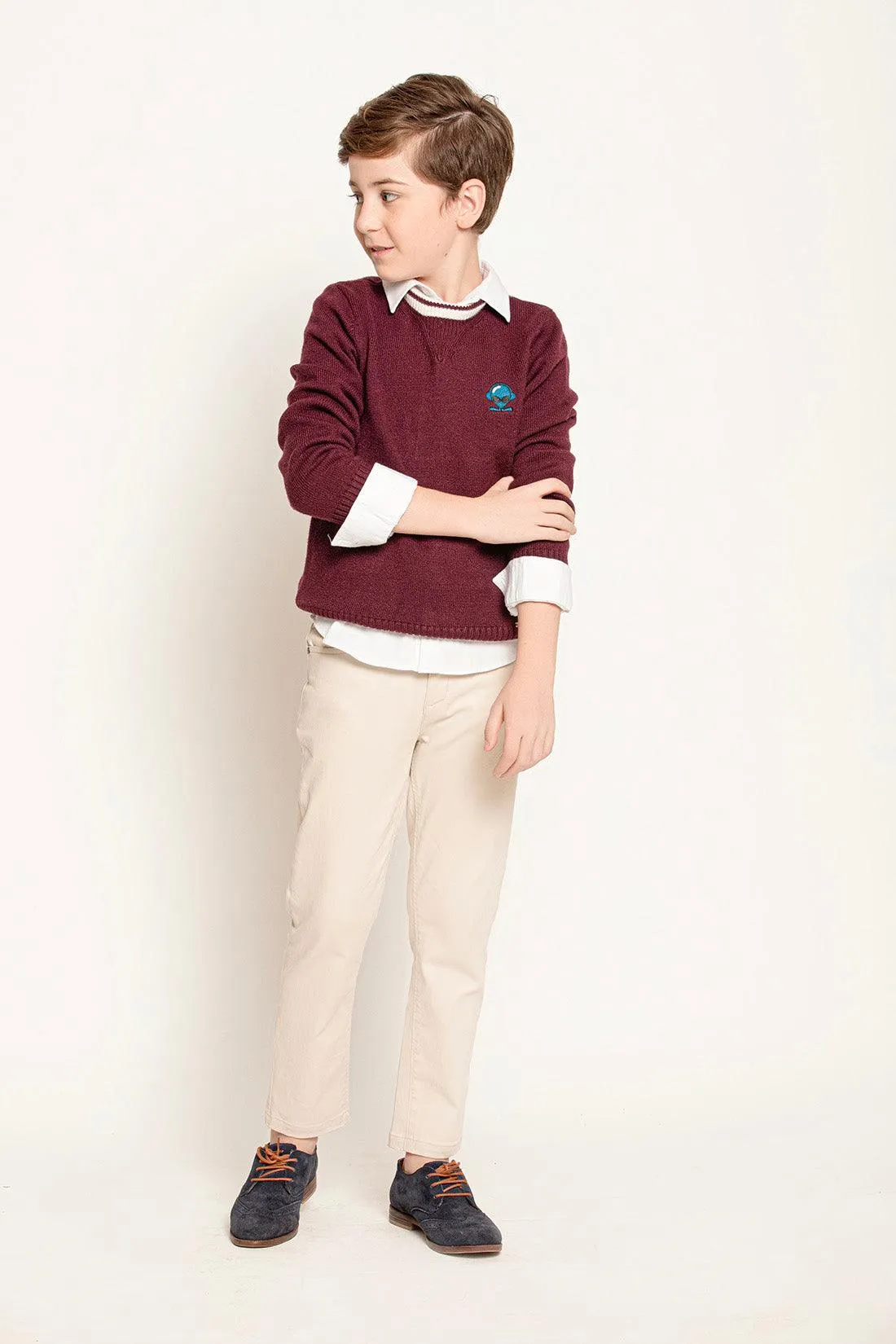 One Friday Kids Boys Beige Woven Cotton Trouser