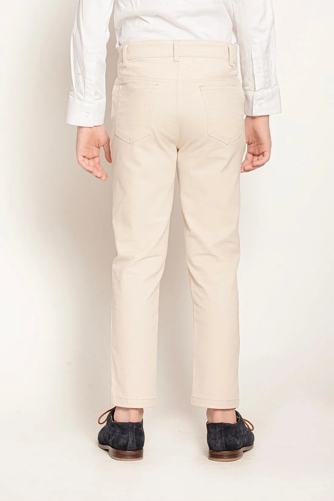 One Friday Kids Boys Beige Woven Cotton Trouser