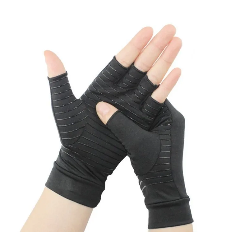 Outdoor Cycling Half Finger Gloves Inflammatory Joint Rehabilitation Silicone Gloves, Size: L(Black)