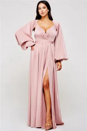 Phoebe Deep Mauve Long Sleeve Maxi Dress