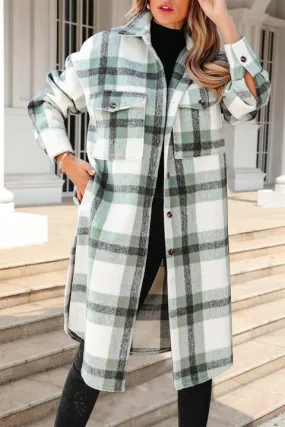 Plaid Collared Button Down Coat