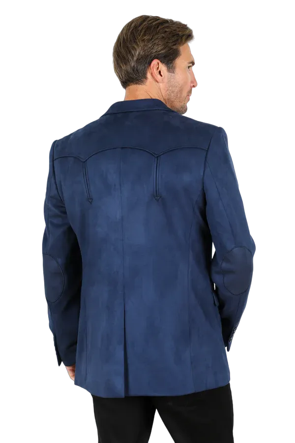 Platini Men's Navy Double Button Suede Blazer