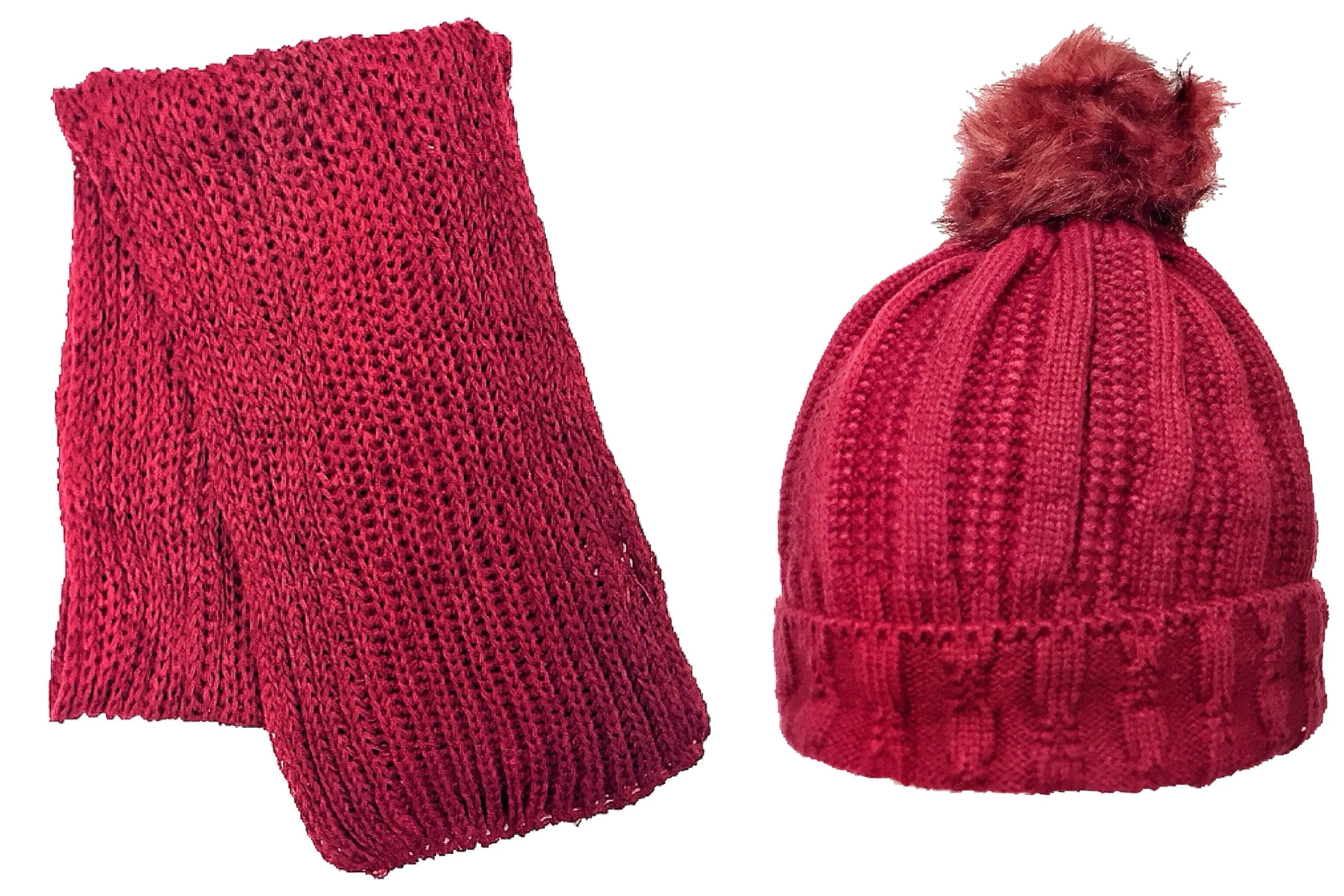 Pom Pom Fleece Beanie   Scarf Set