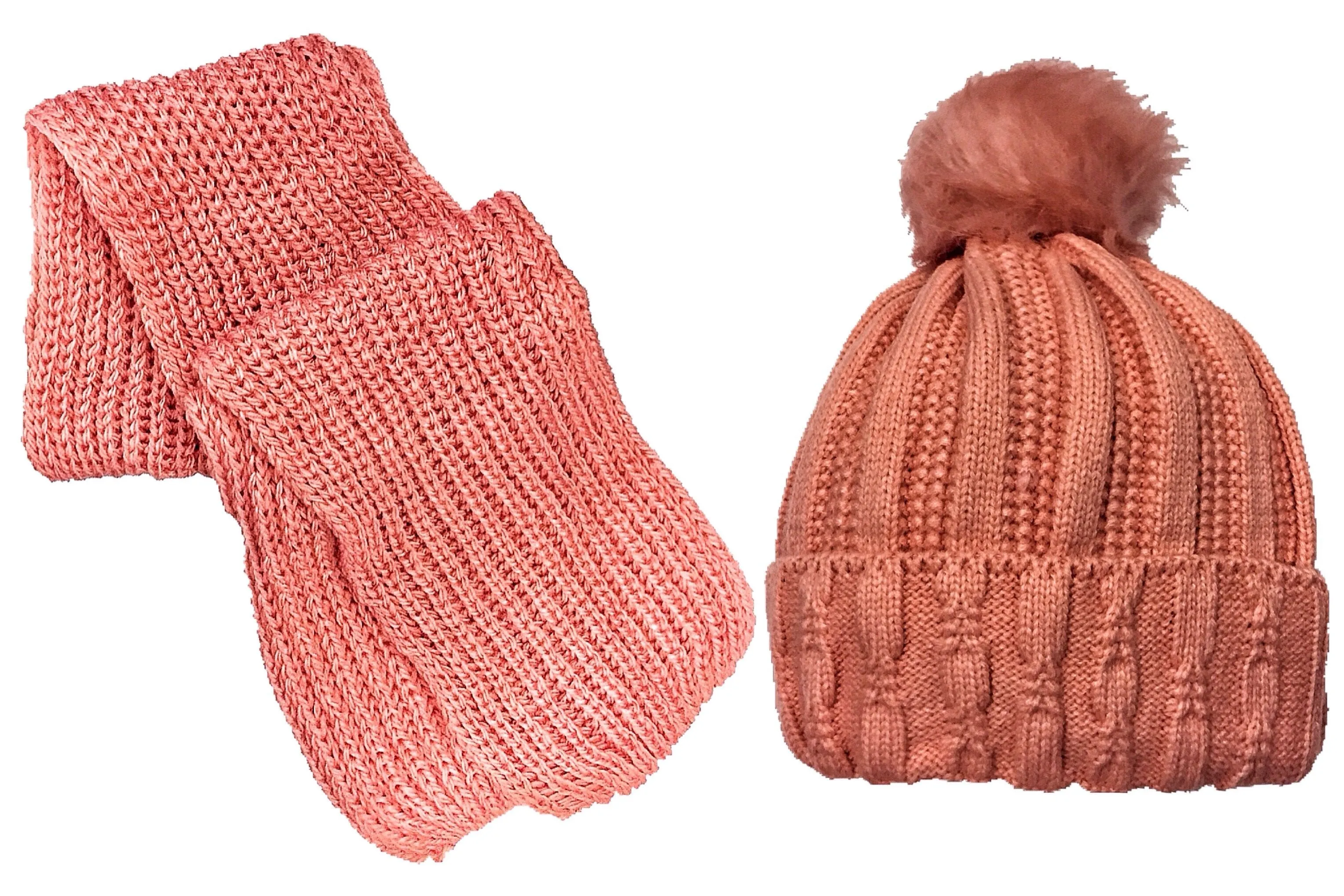 Pom Pom Fleece Beanie   Scarf Set