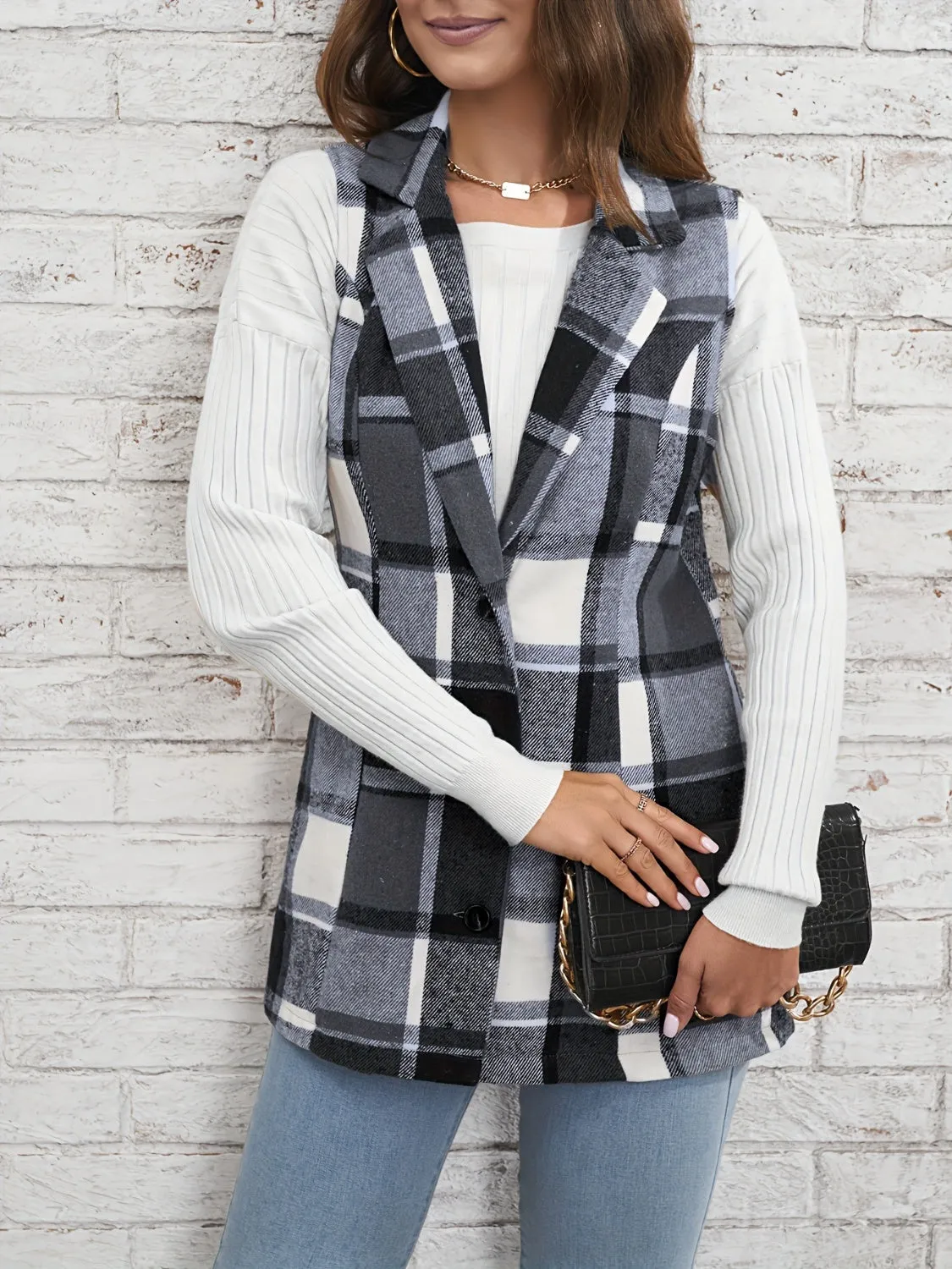 PRE-ORDER: Plaid Button Down Vest Coat