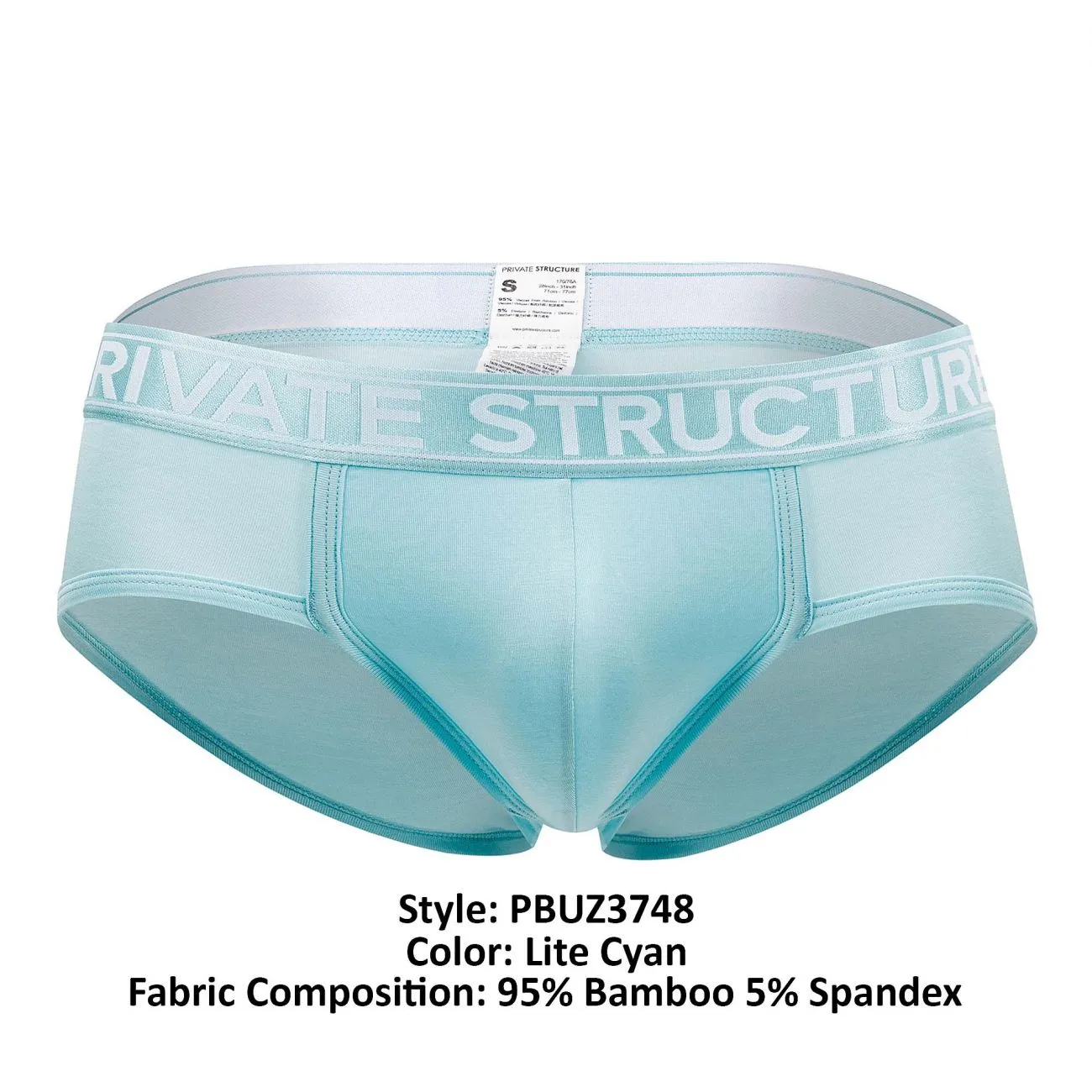 Private Structure PBUZ3748 Platinum Bamboo Contour Briefs Color Lite Cyan