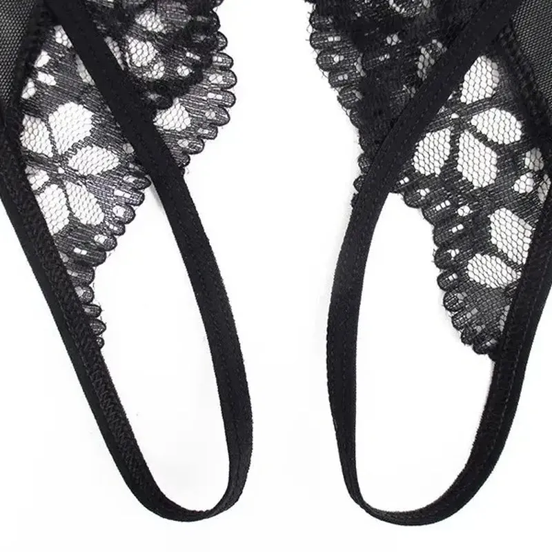 "Sultry Lace Thong: Revealing Open Back Lingerie"