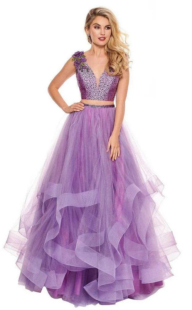 Rachel Allan 6412 Deep Lilac 2 Piece Layered Ballgown - Size 0