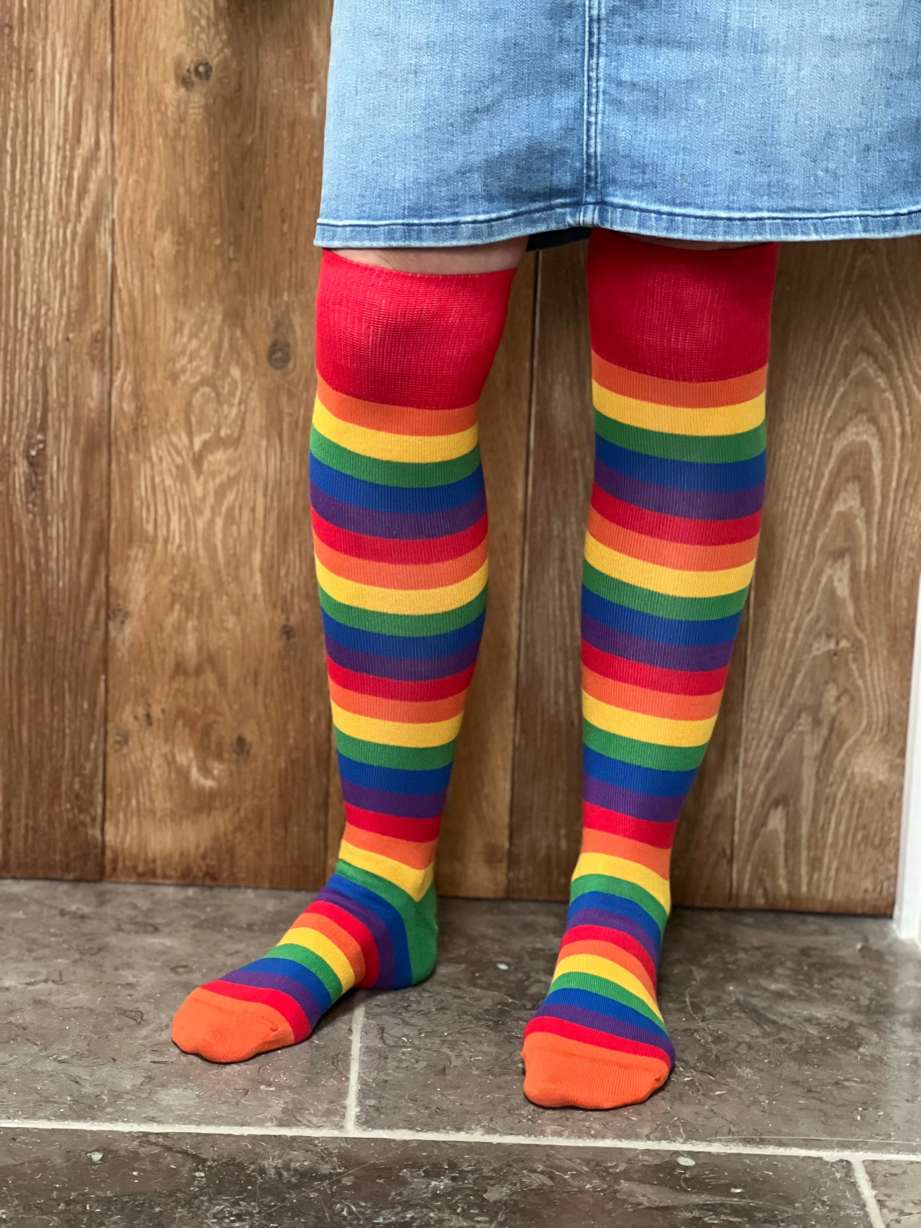 Rainbow Stripes Knee High Socks