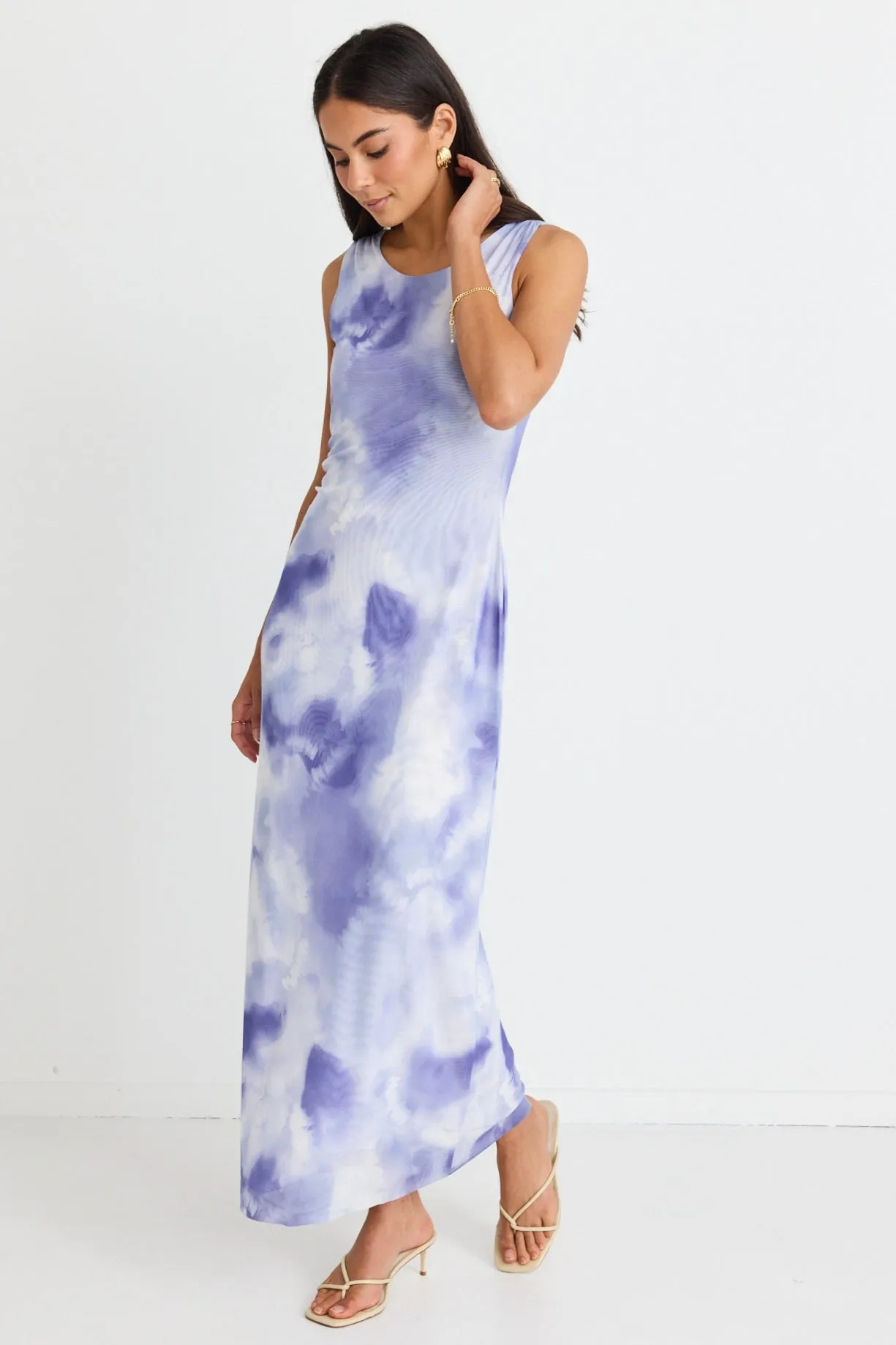 Rebel Lilac Sleeveless Mesh Maxi Dress