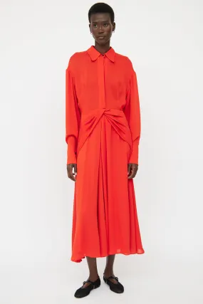 Red Silk Blend Maxi Dress