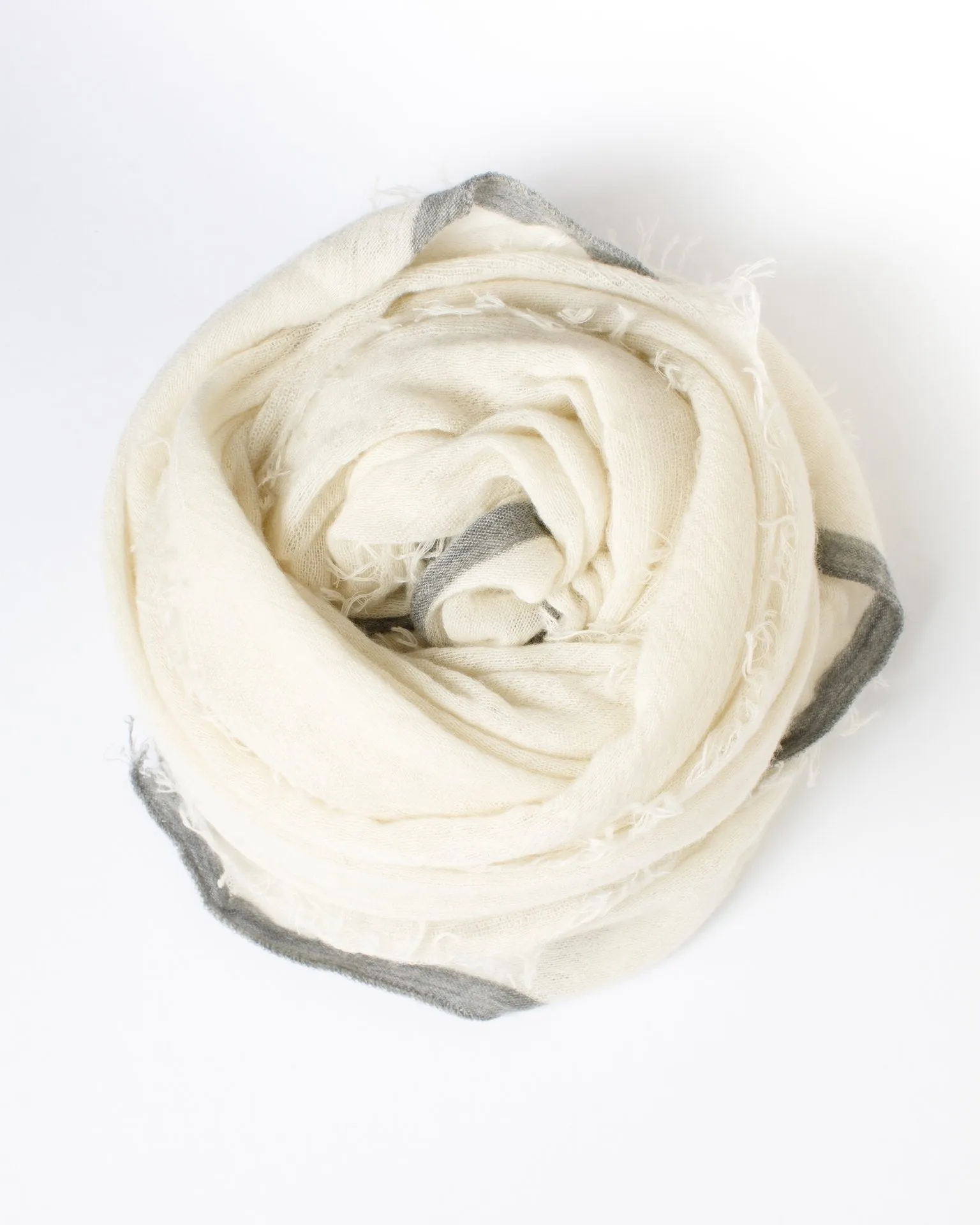 Rosa Cascade Cashmere Scarf in Milk X Heather Grey