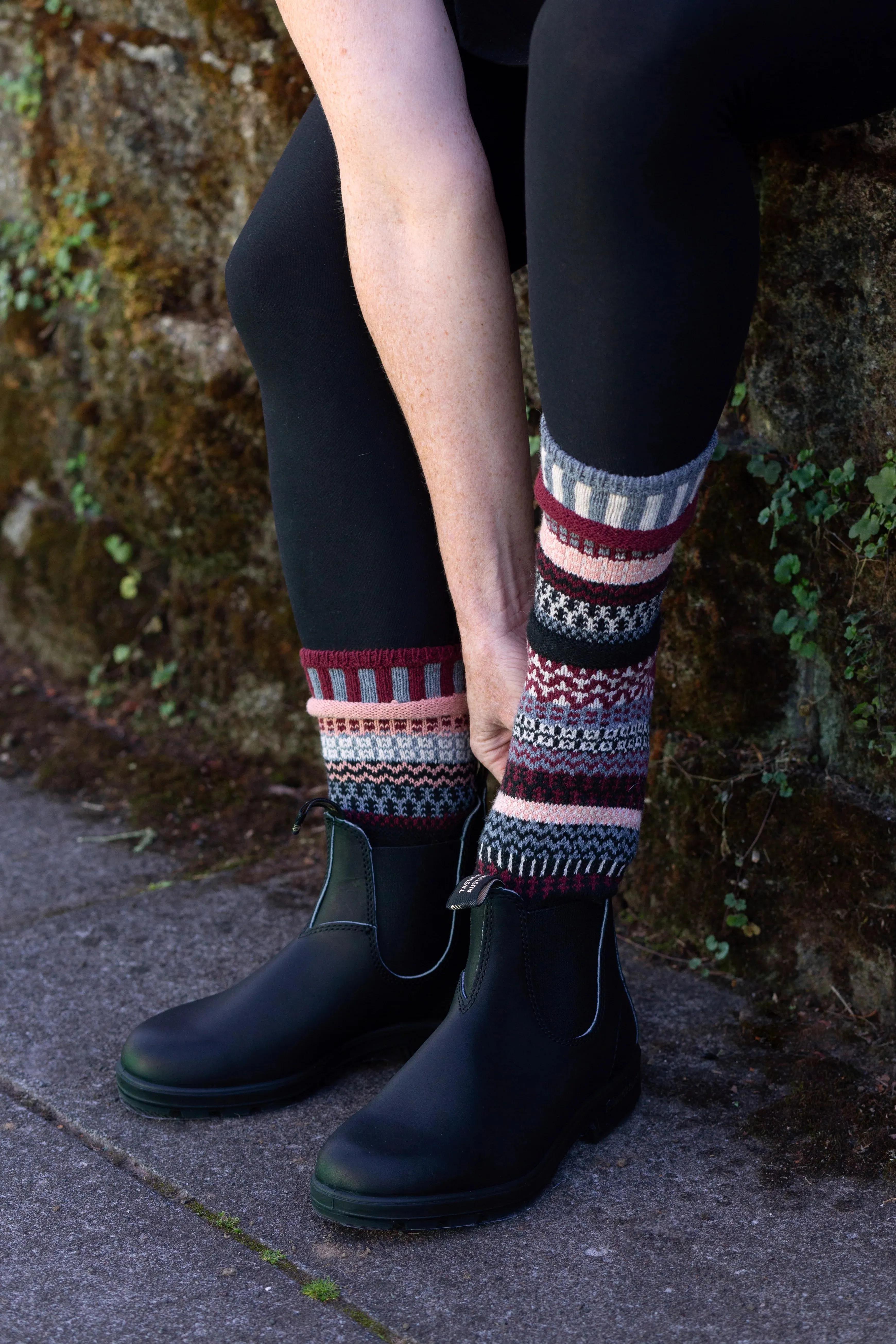 Rosewood Recycled Wool Mix Crew Socks