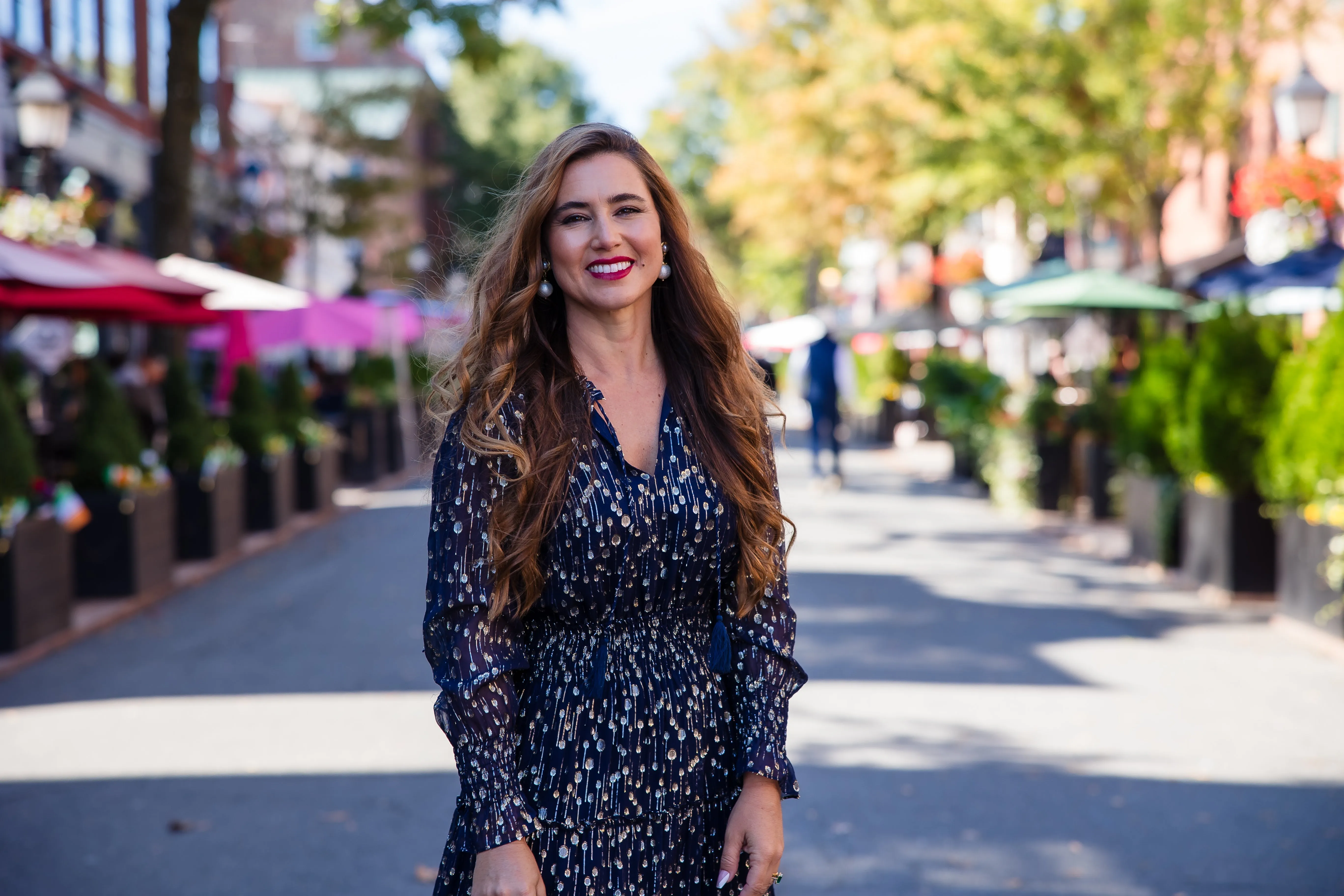 Sail to Sable Katelyn Midi Dress - Navy Clip Dot