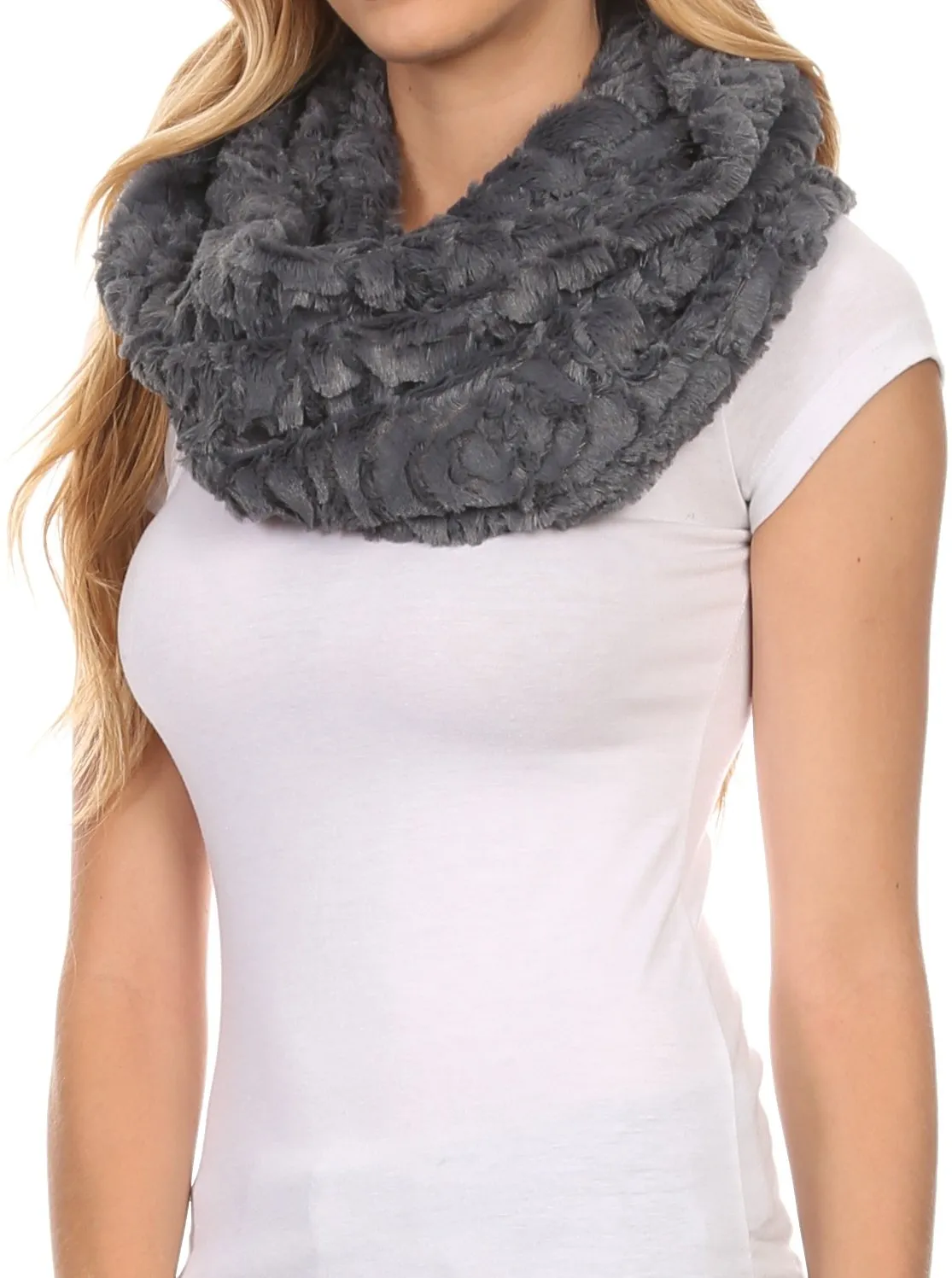 Sakkas Mellah Long Wide Soft Fuzzy Furry Fur Infinity Fall Winter Wrap Scarf