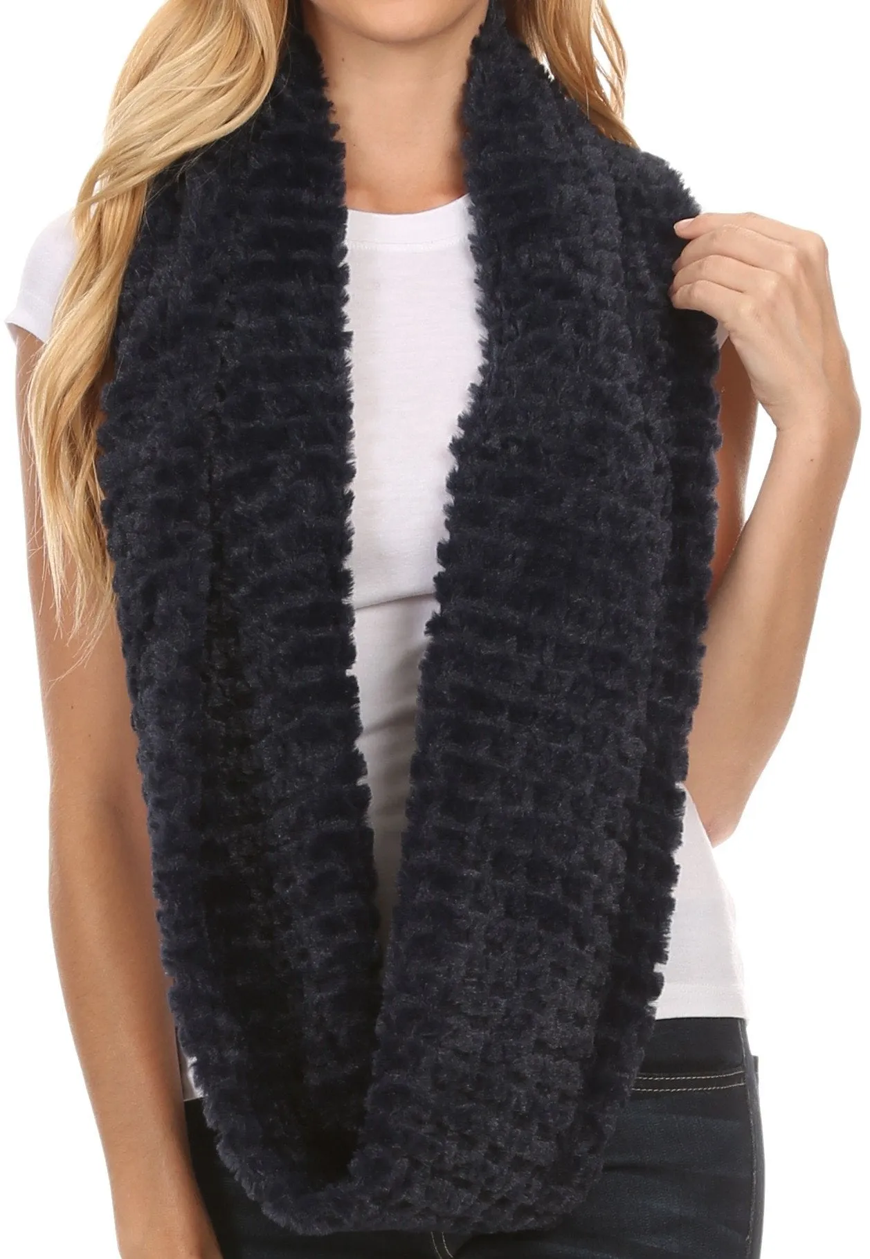 Sakkas Pulle Long Wide Flowing Comfortable Soft Fuzzy Fur Infinity Wrap Scarf