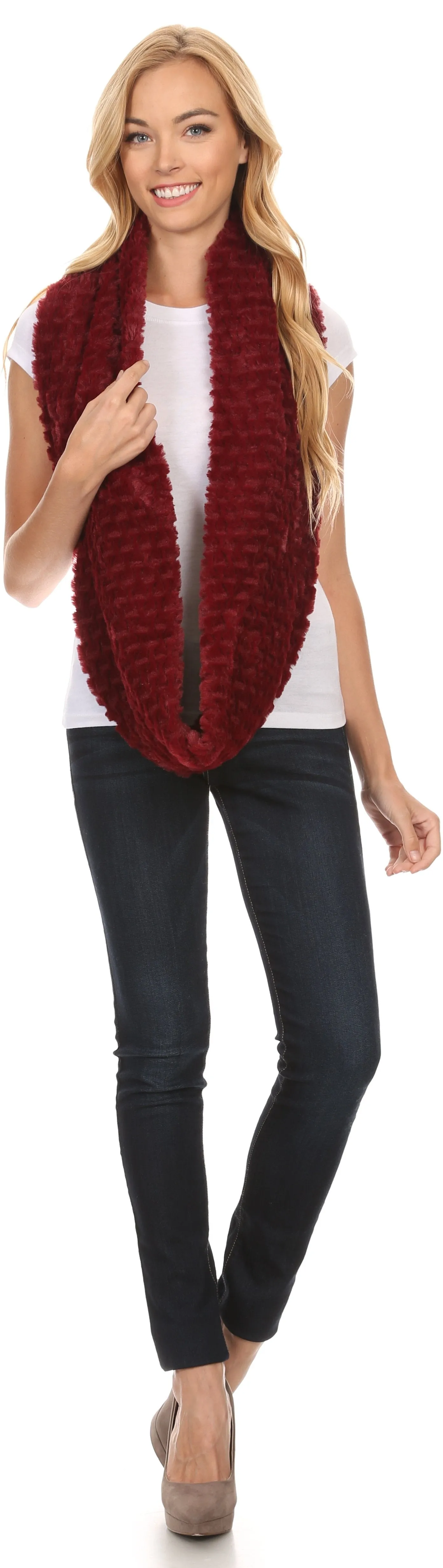 Sakkas Pulle Long Wide Flowing Comfortable Soft Fuzzy Fur Infinity Wrap Scarf