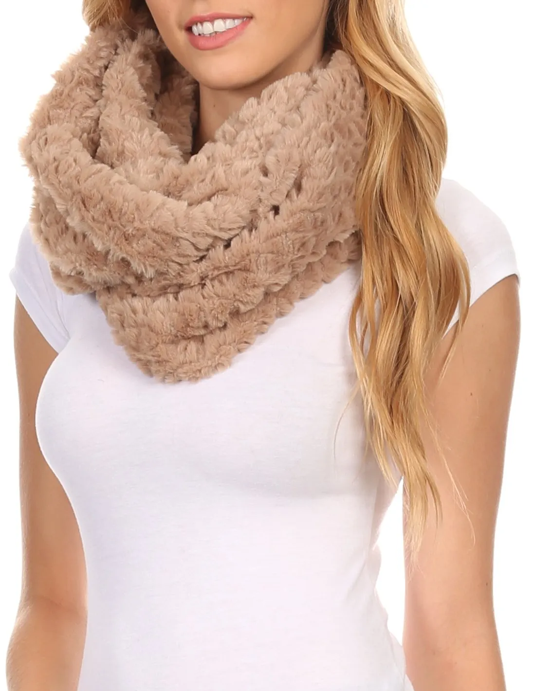 Sakkas Pulle Long Wide Flowing Comfortable Soft Fuzzy Fur Infinity Wrap Scarf