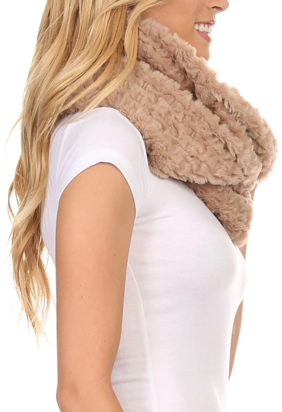 Sakkas Pulle Long Wide Flowing Comfortable Soft Fuzzy Fur Infinity Wrap Scarf