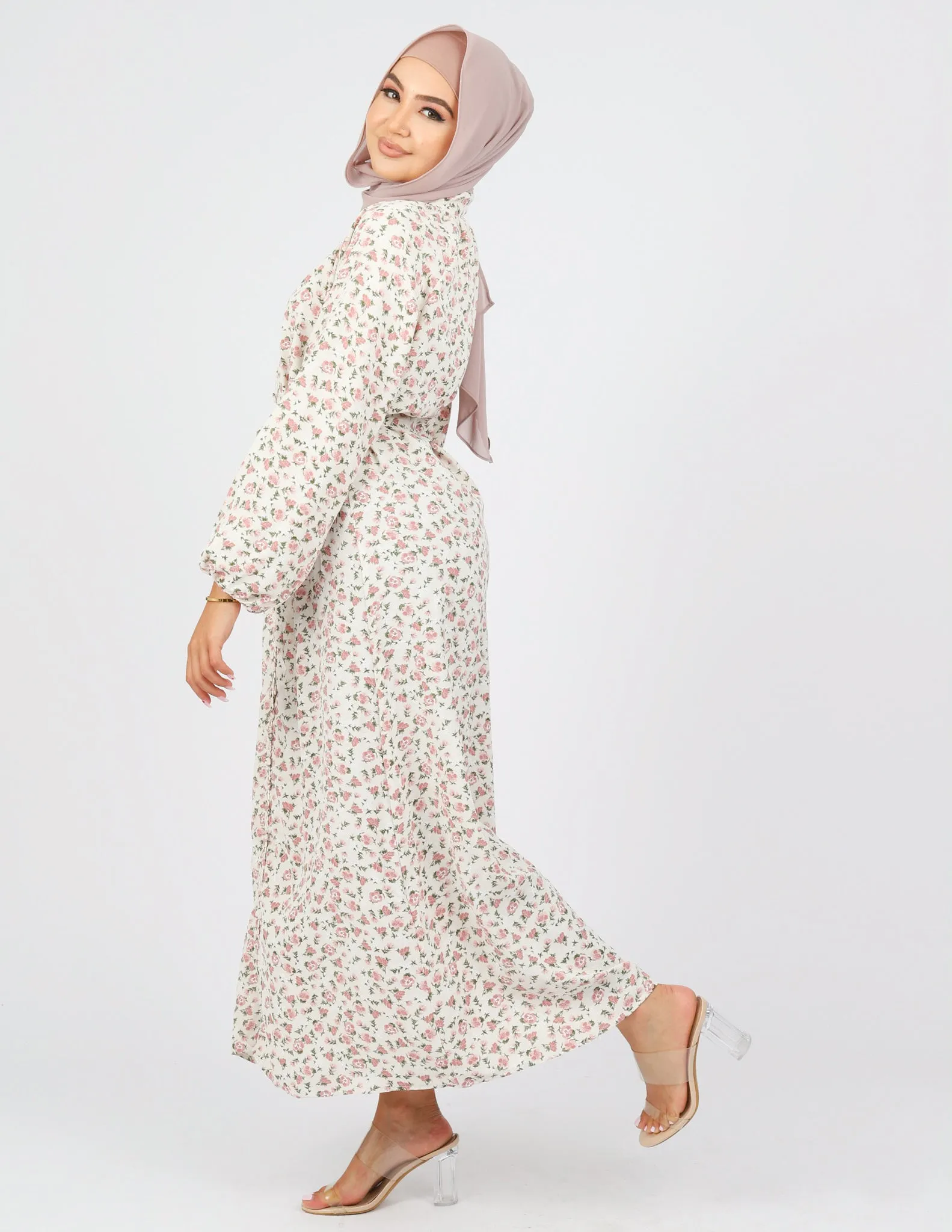 Sara Linen Print Dress