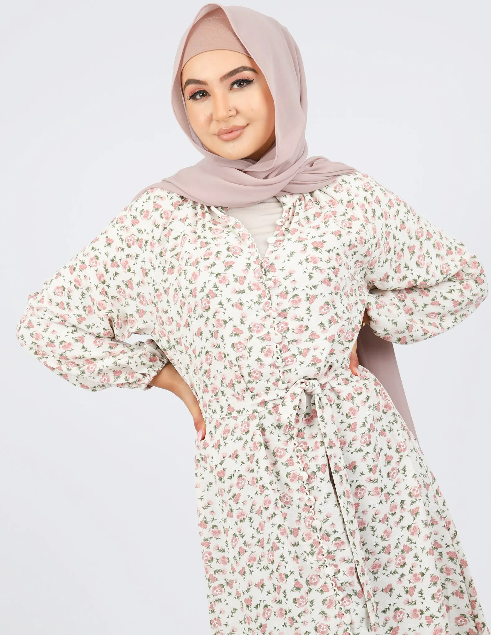 Sara Linen Print Dress