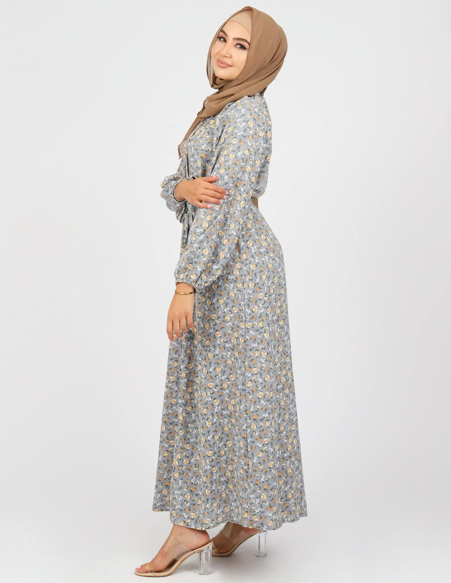 Sara Linen Print Dress