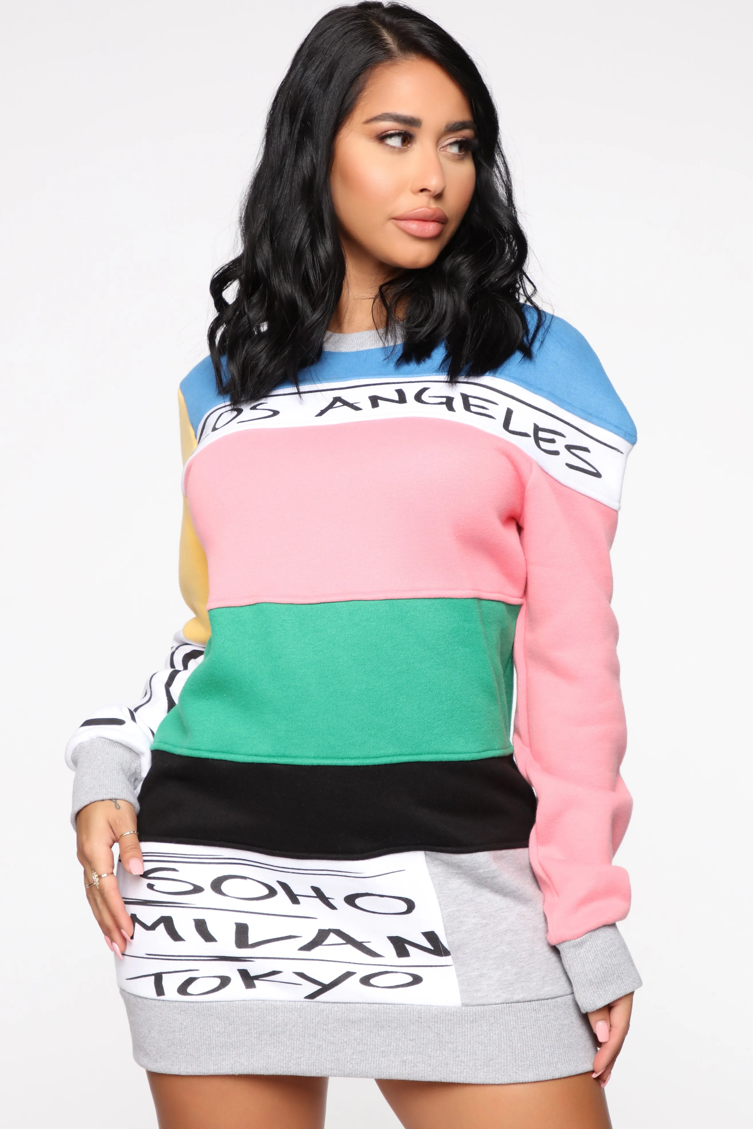 Say It Again Tunic Sweatshirt - Multi Color