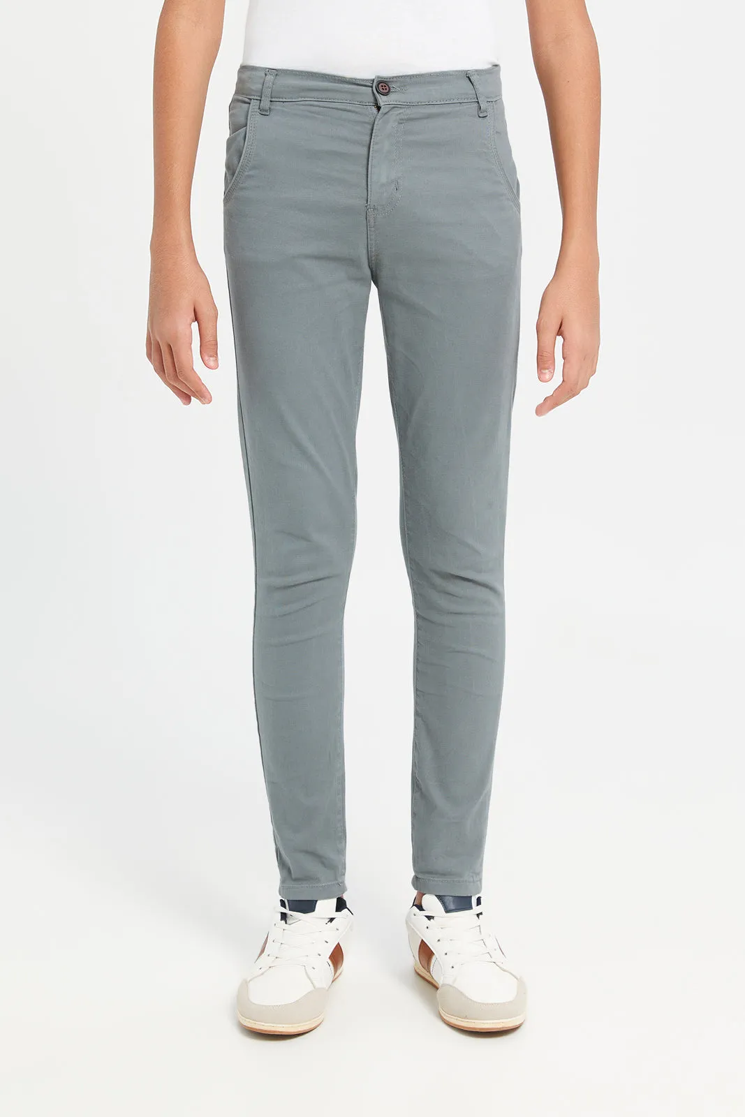 Senior Boys Grey Basic Casual Trousers