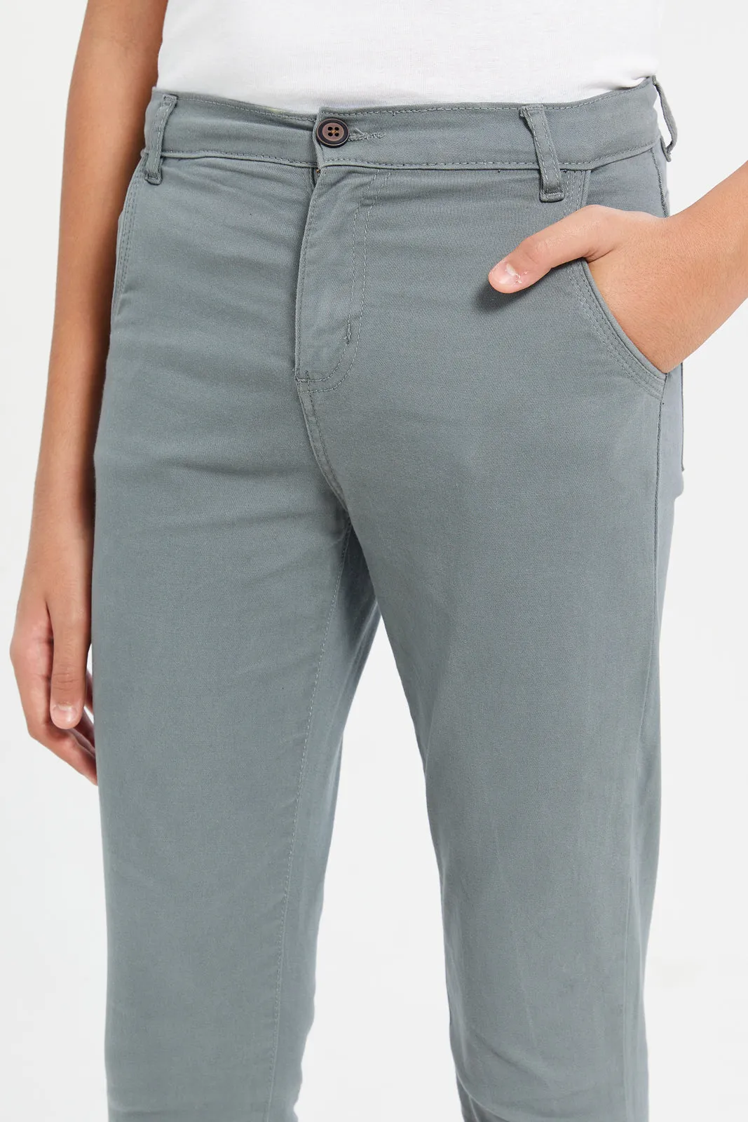 Senior Boys Grey Basic Casual Trousers