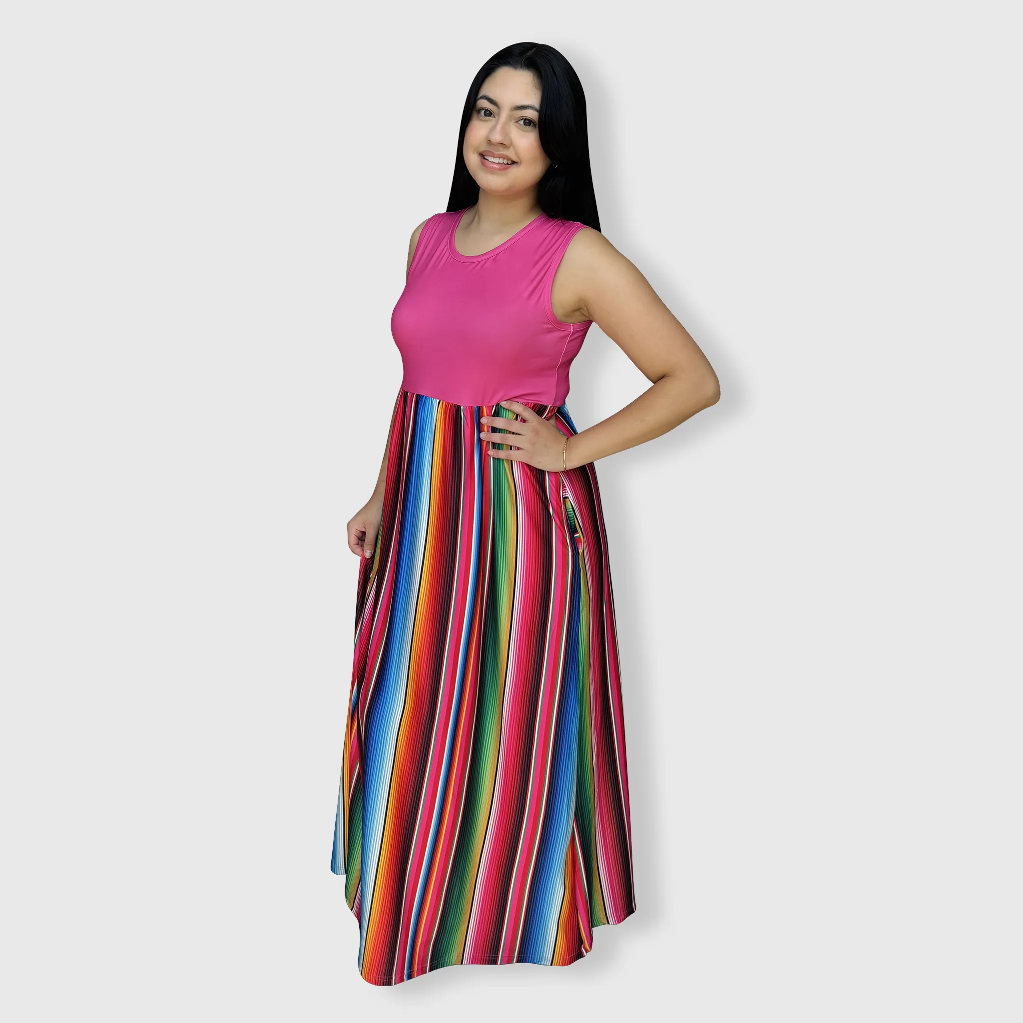 Serape Pink Maxi Dress Women