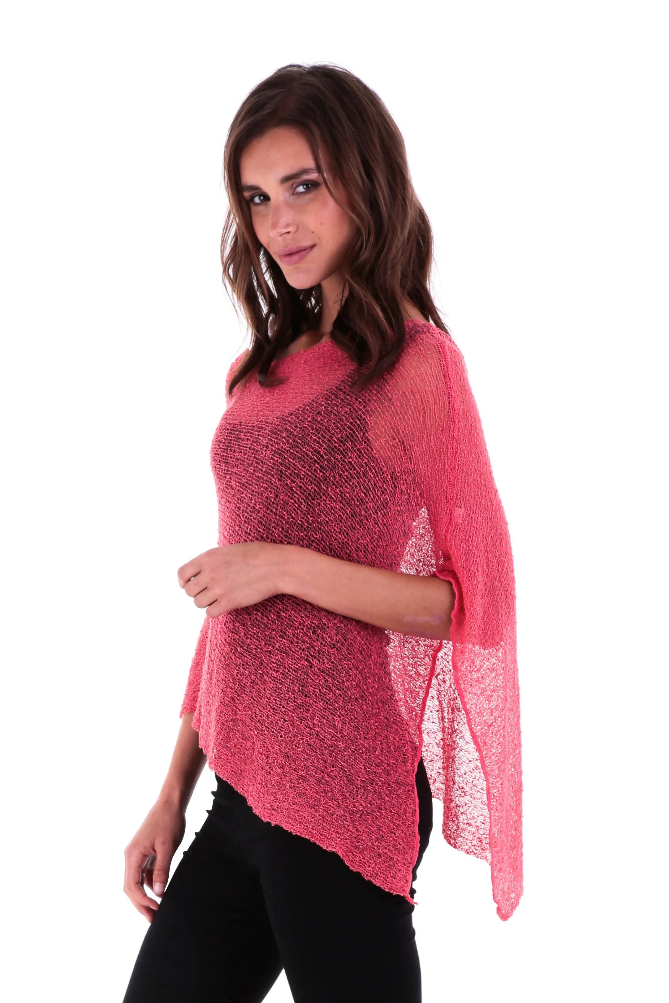 SHU-SHI Womens Sheer Knit Poncho Shrug Lightweight Cover Up One Size Fits Most