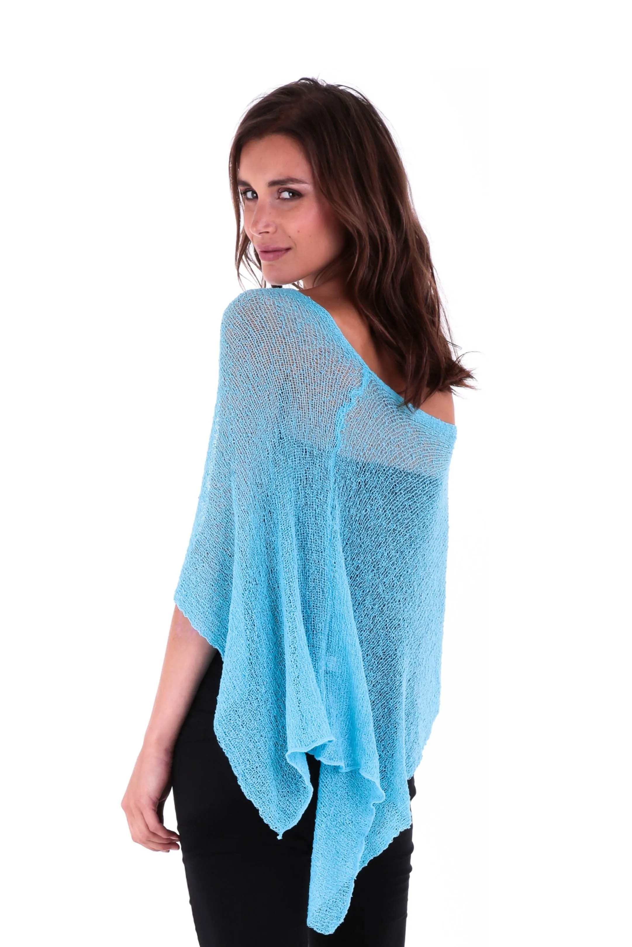 SHU-SHI Womens Sheer Knit Poncho Shrug Lightweight Cover Up One Size Fits Most