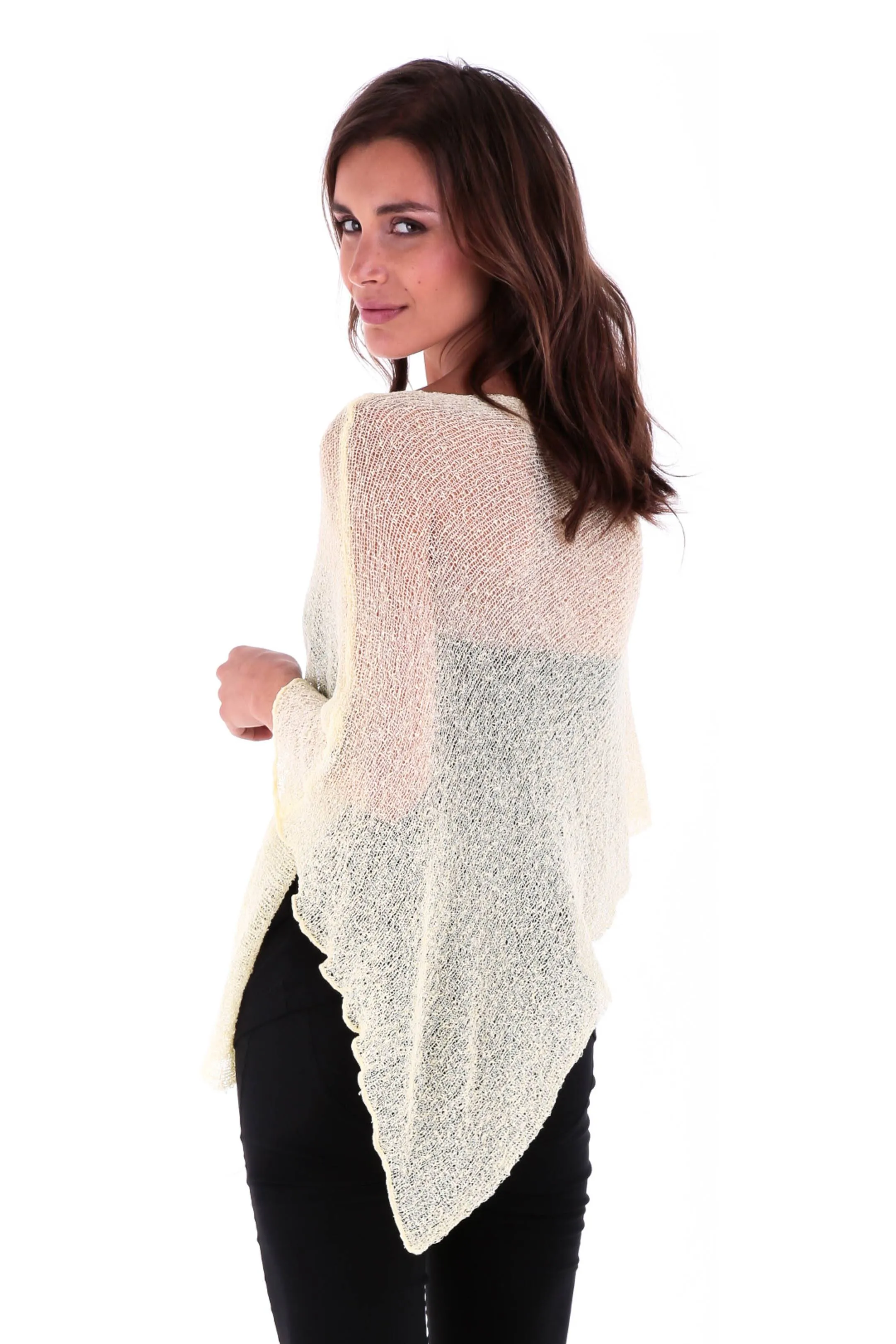 SHU-SHI Womens Sheer Knit Poncho Shrug Lightweight Cover Up One Size Fits Most