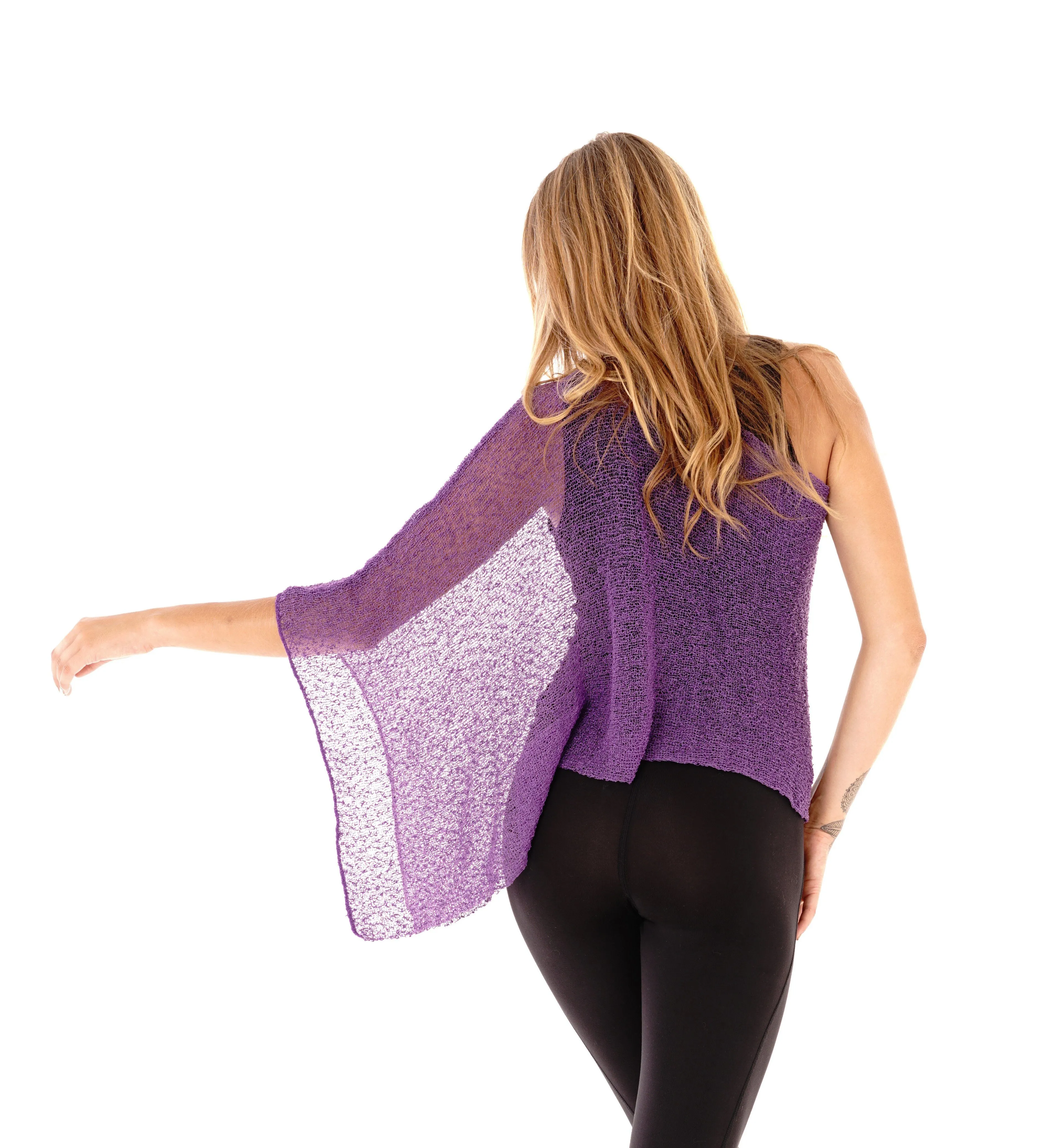 SHU-SHI Womens Sheer Knit Poncho Shrug Lightweight Cover Up One Size Fits Most