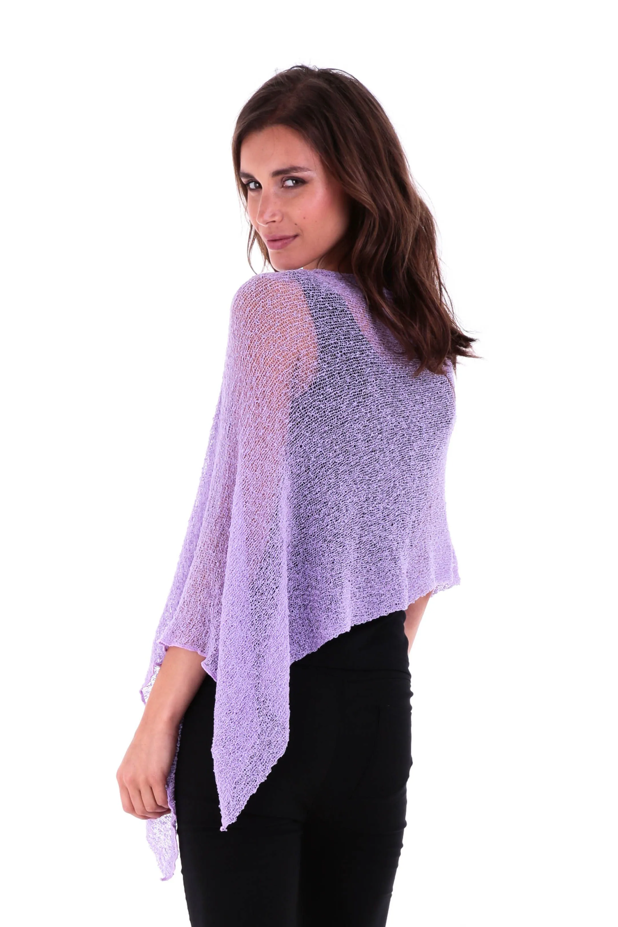 SHU-SHI Womens Sheer Knit Poncho Shrug Lightweight Cover Up One Size Fits Most