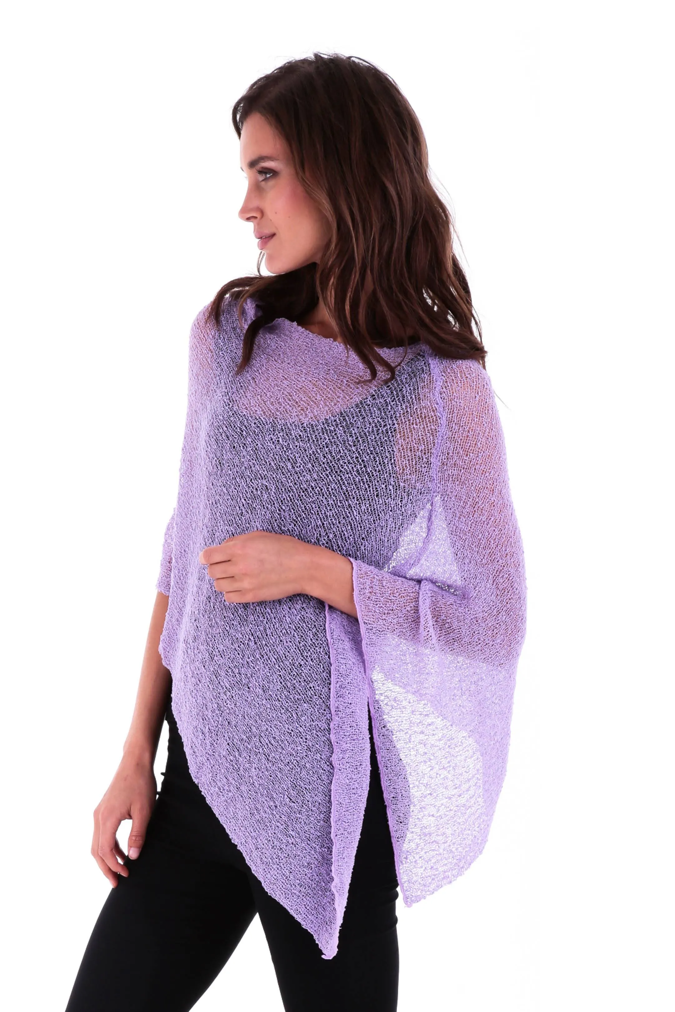 SHU-SHI Womens Sheer Knit Poncho Shrug Lightweight Cover Up One Size Fits Most