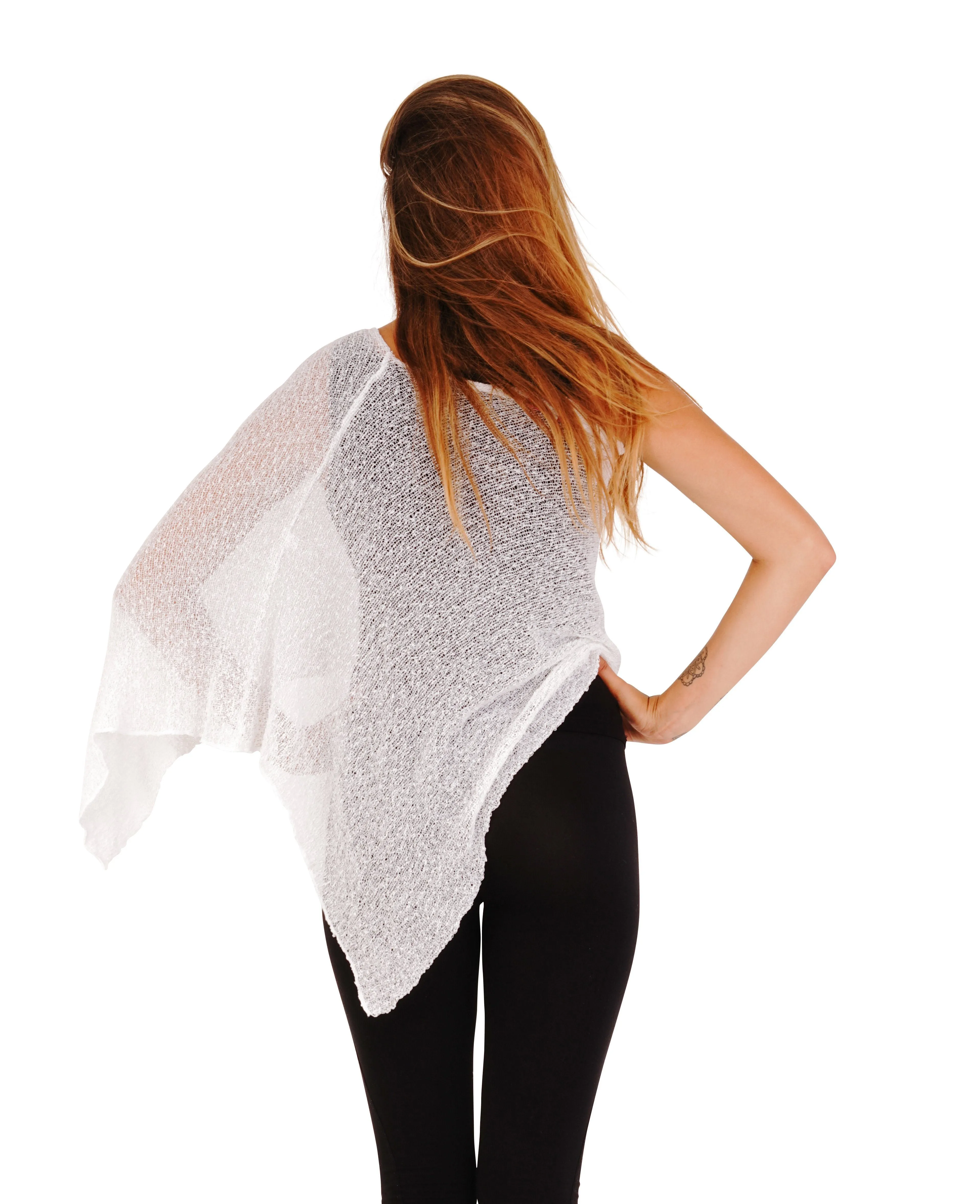 SHU-SHI Womens Sheer Knit Poncho Shrug Lightweight Cover Up One Size Fits Most